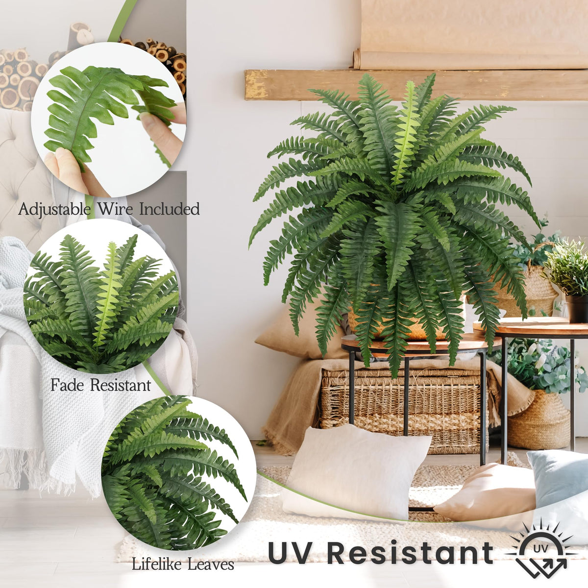 35 Fake Ferns Artificial Bush Plants for Outdoors 2 Pack - FOREST PRINCE Official Imagery - 5