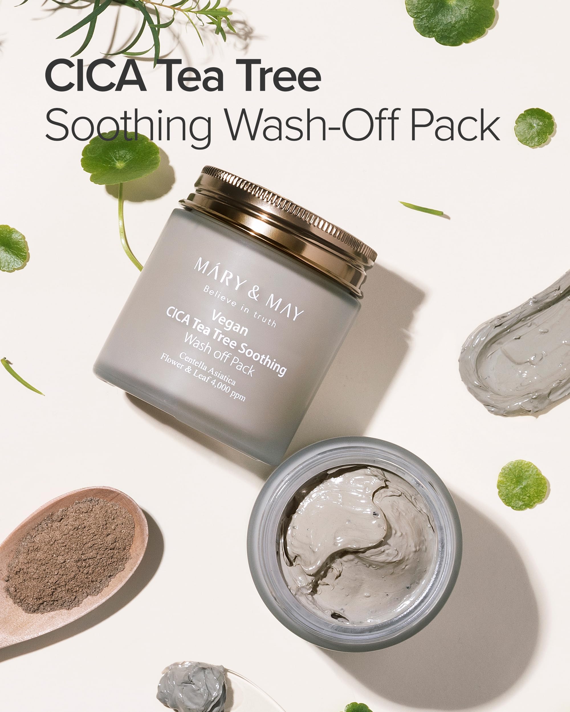 Mary&amp;May Vegan Cica Tea Tree Wash-Off Clay Mask, 4.23 oz - Mary&amp;May