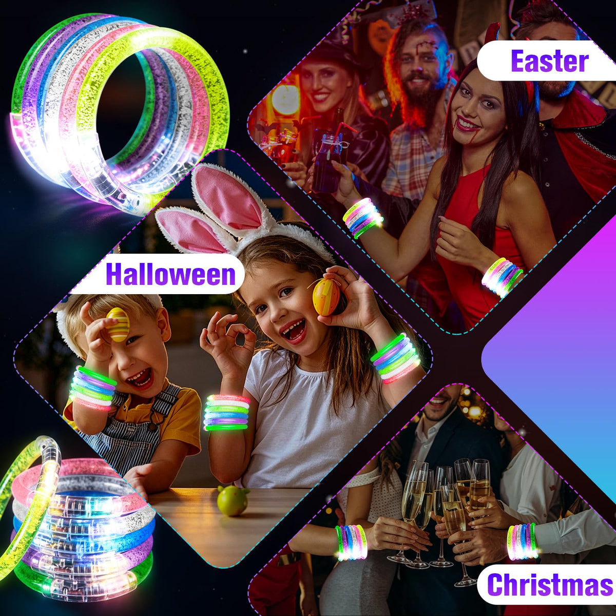 120PCS LED Light up Bracelets Glow in the Dark Party - PrimorixDD Official Imagery - 4