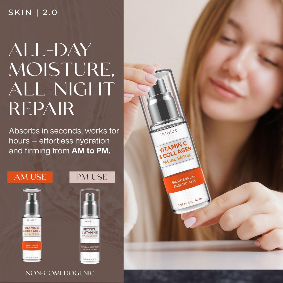 Skin 2 0 Retinol Vitamin E Collagen Vitamin C Serum For Face - Skin 2.0 Official Product Imagery - 4