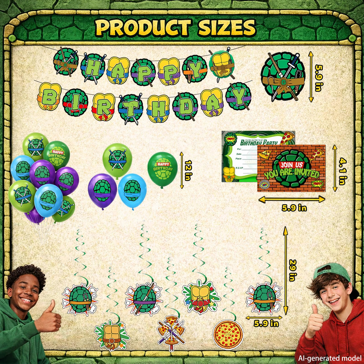Turtle Theme Birthday Party Decorations Set - Premium Selection Official Imagery - 6