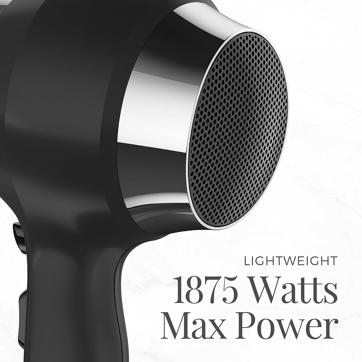 Remington impact-resistant 1875-watt hair dryer with a black and silver design, featuring a concentrator nozzle and ergonomic handle.
