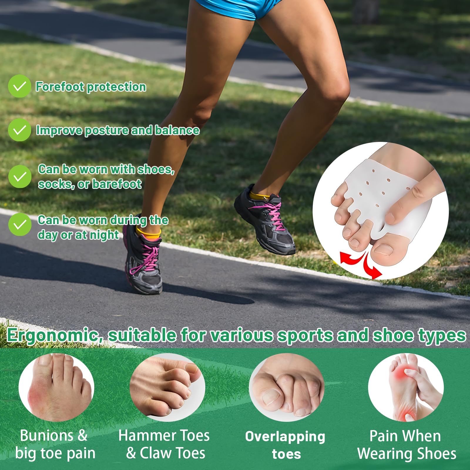 Hyggear Silicone Toe Separators & Bunion Corrector (2-Pack)