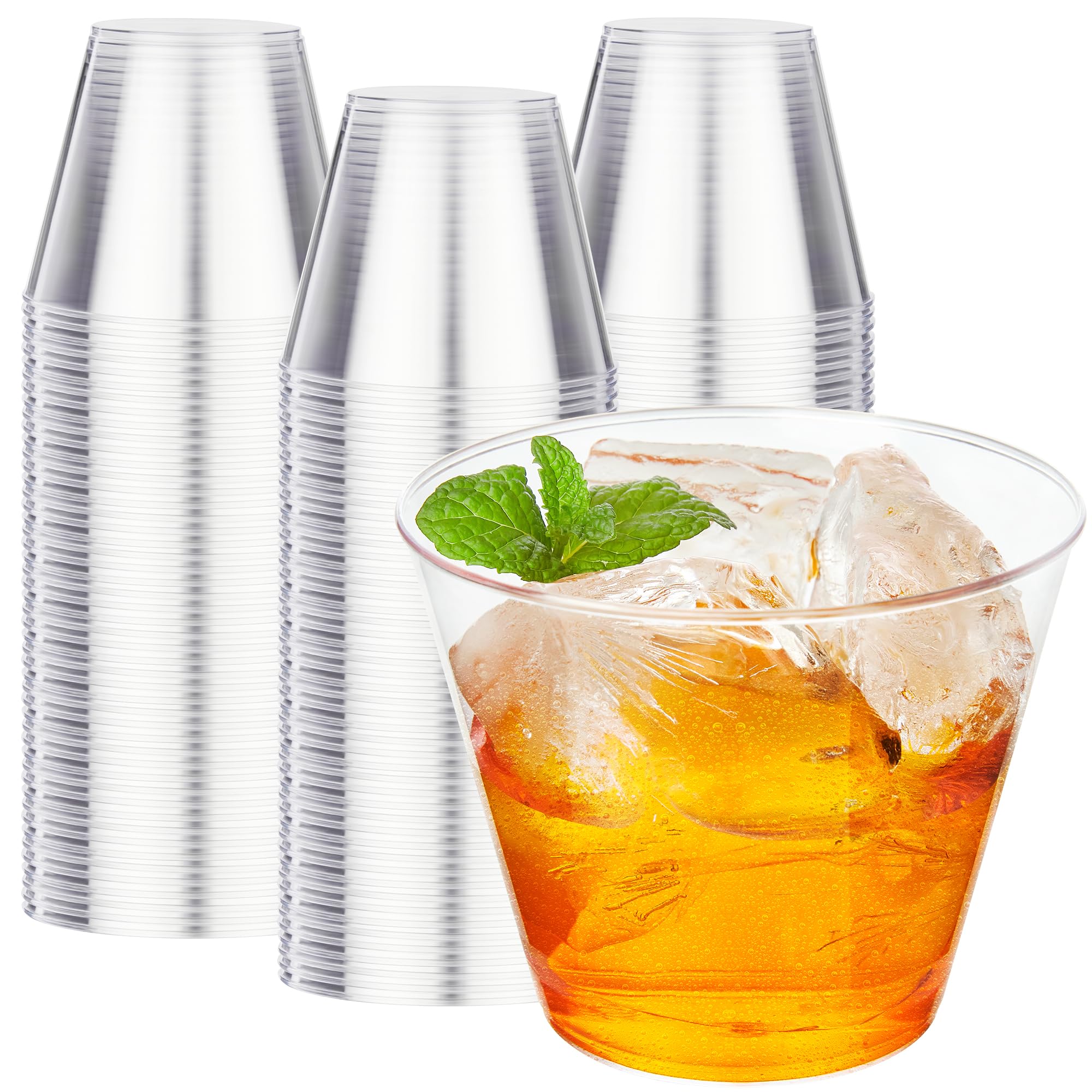 RACETOP 200 Pack 9 oz Clear Plastic Cups for Party - Product Imagery