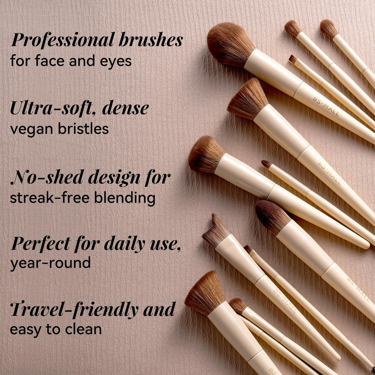 Professional Makeup Brush Set with Travel Case 18 Pcs for - BS-MALL Official Imagery - 5