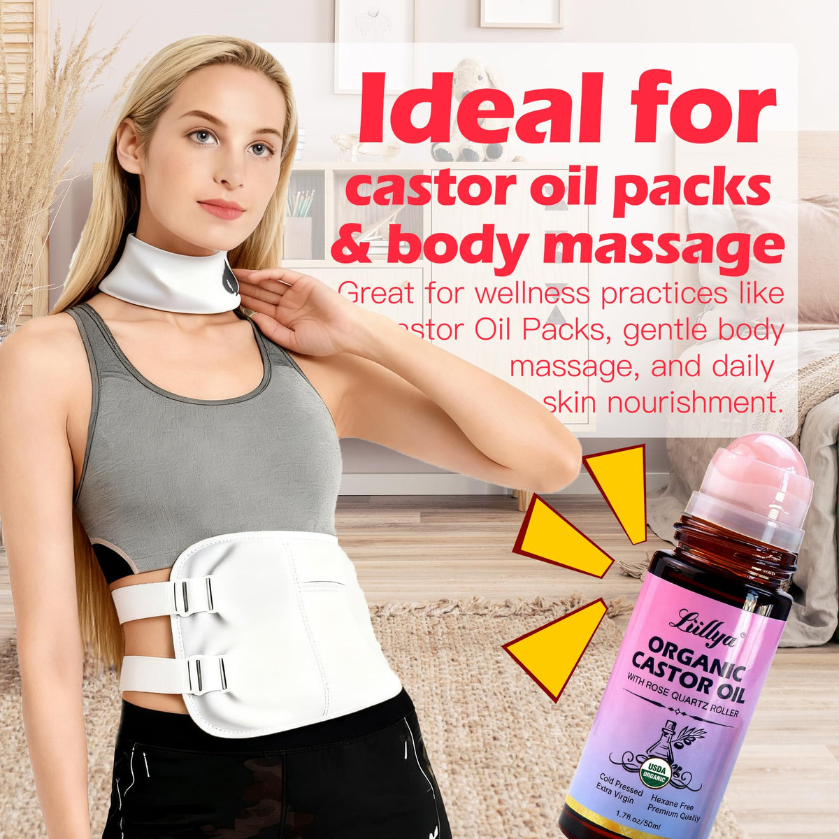 Organic Castor Oil Roll On with Rose Quartz Cold Pressed 1 - Liillya Official Imagery - 7
