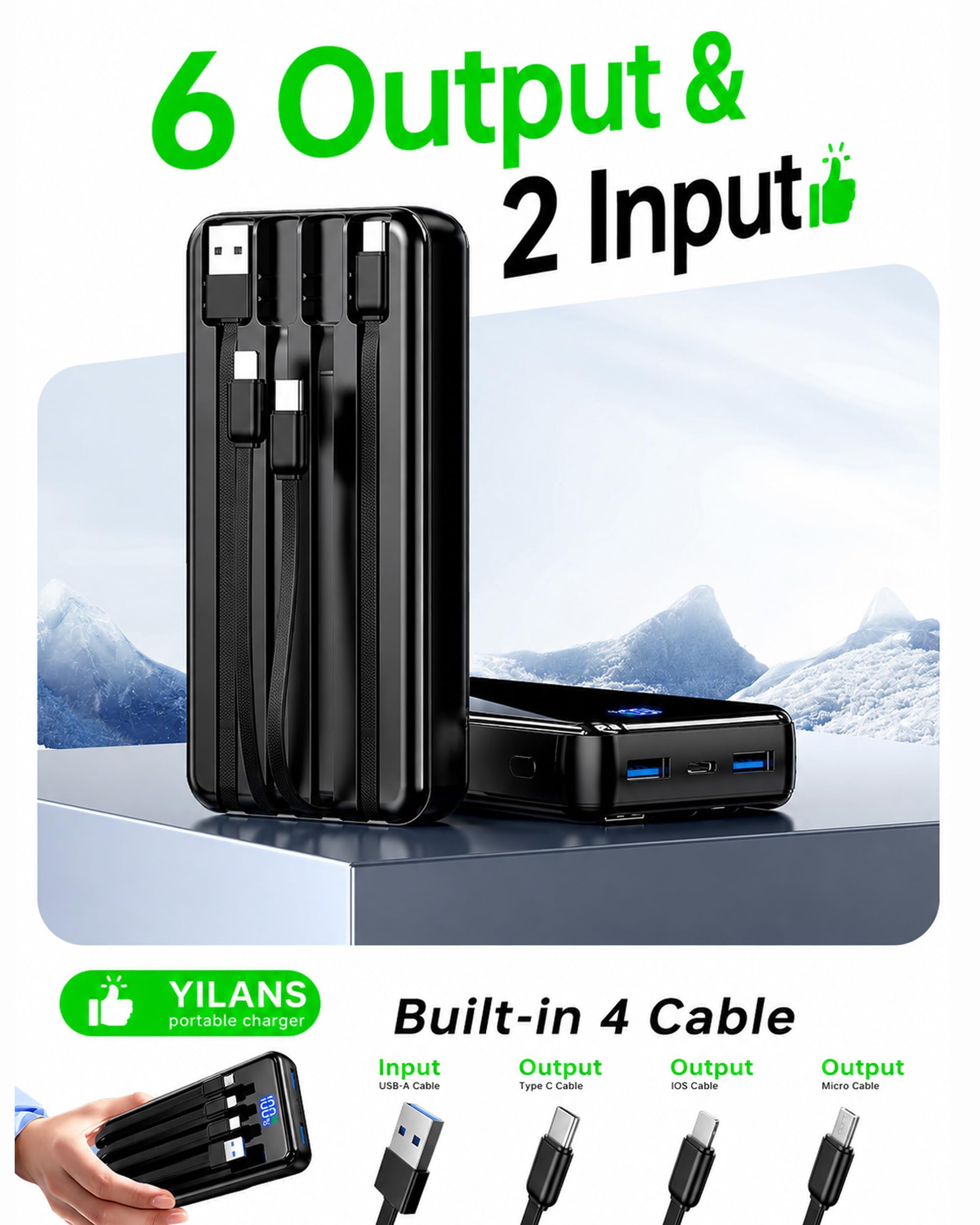 YILANS Portable Charger 50000mAh 22 5W Power Bank with Built - YILANS Official Imagery - 4