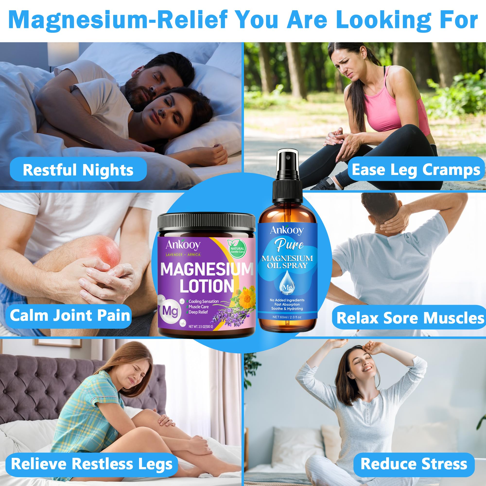 Magnesium Lotion &Pure Magnesium Oil Spray for Sleep,Feet,Restless Leg,Body