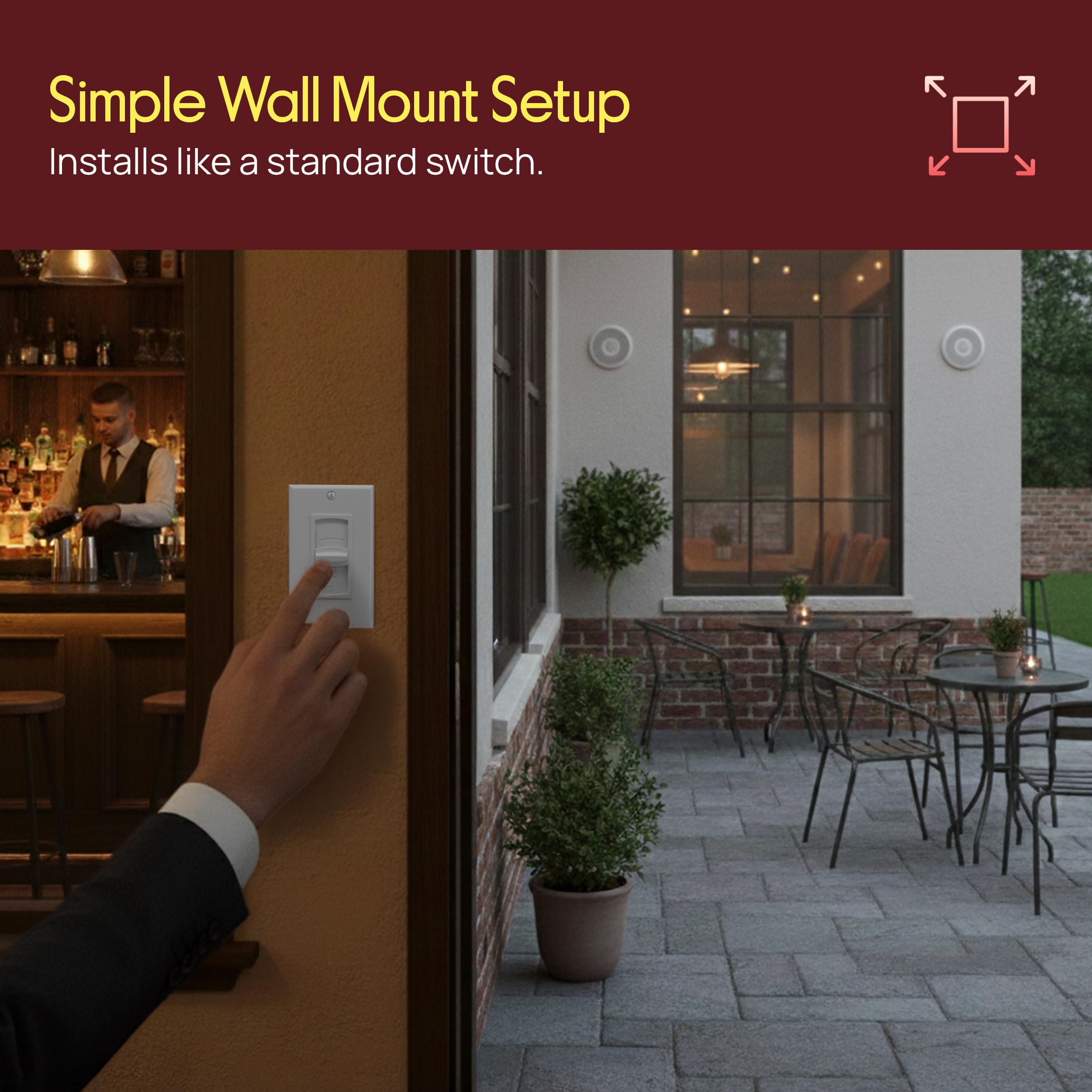 In Wall Speaker Volume Control - Home Audio Smart Speakers Stereo by Pyle - Angle View 2