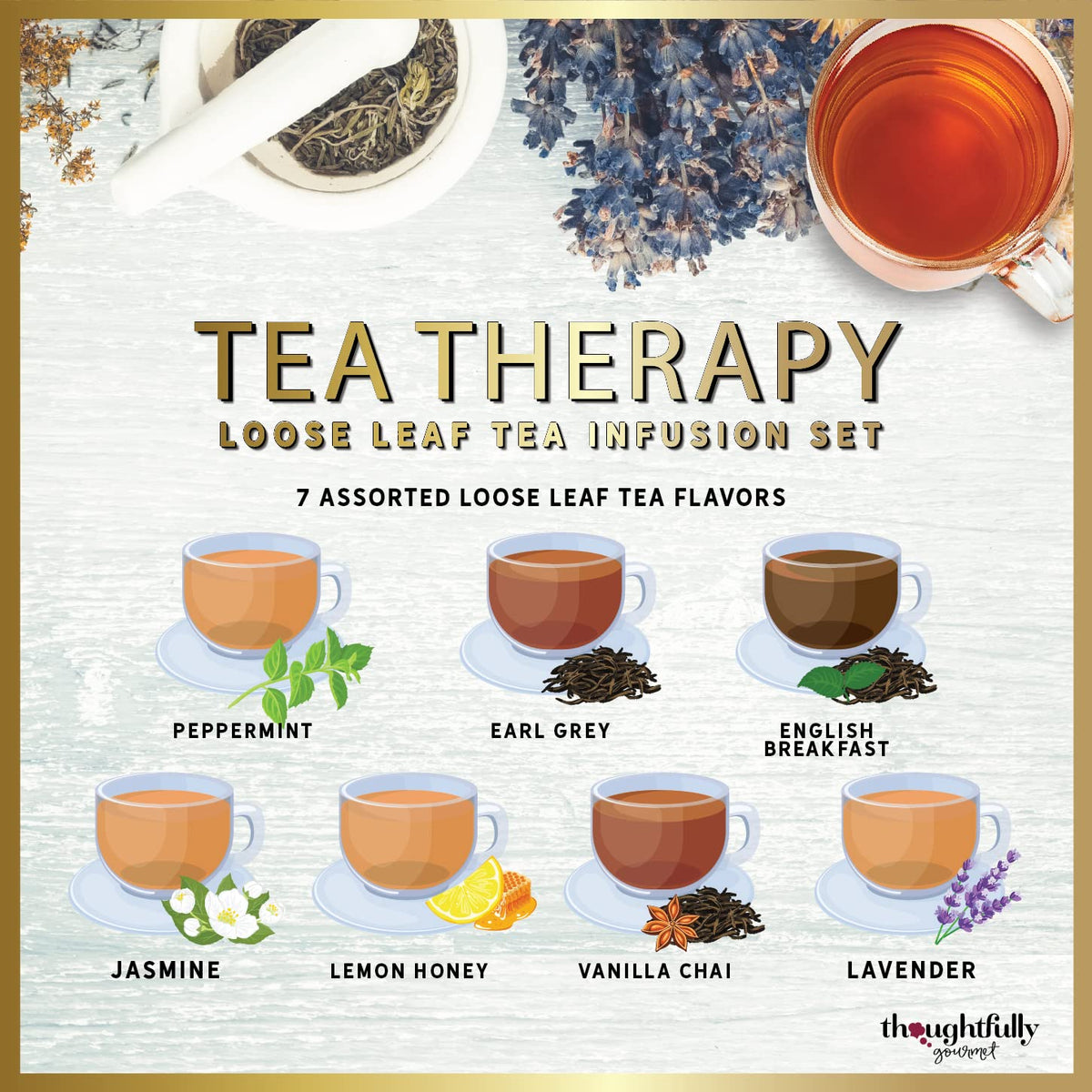 Tea Therapy Loose Leaf Tea Infusion Gift Set Reusable - Thoughtfully Official Imagery - 7