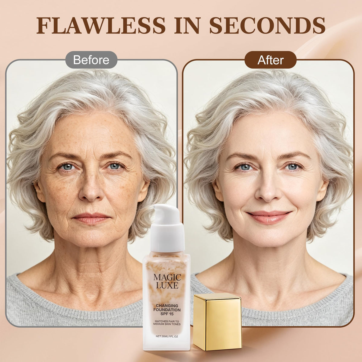 Color Changing Foundation for Mature Skin Color Shade - MAGIC LUXE OIL Official Imagery - 4