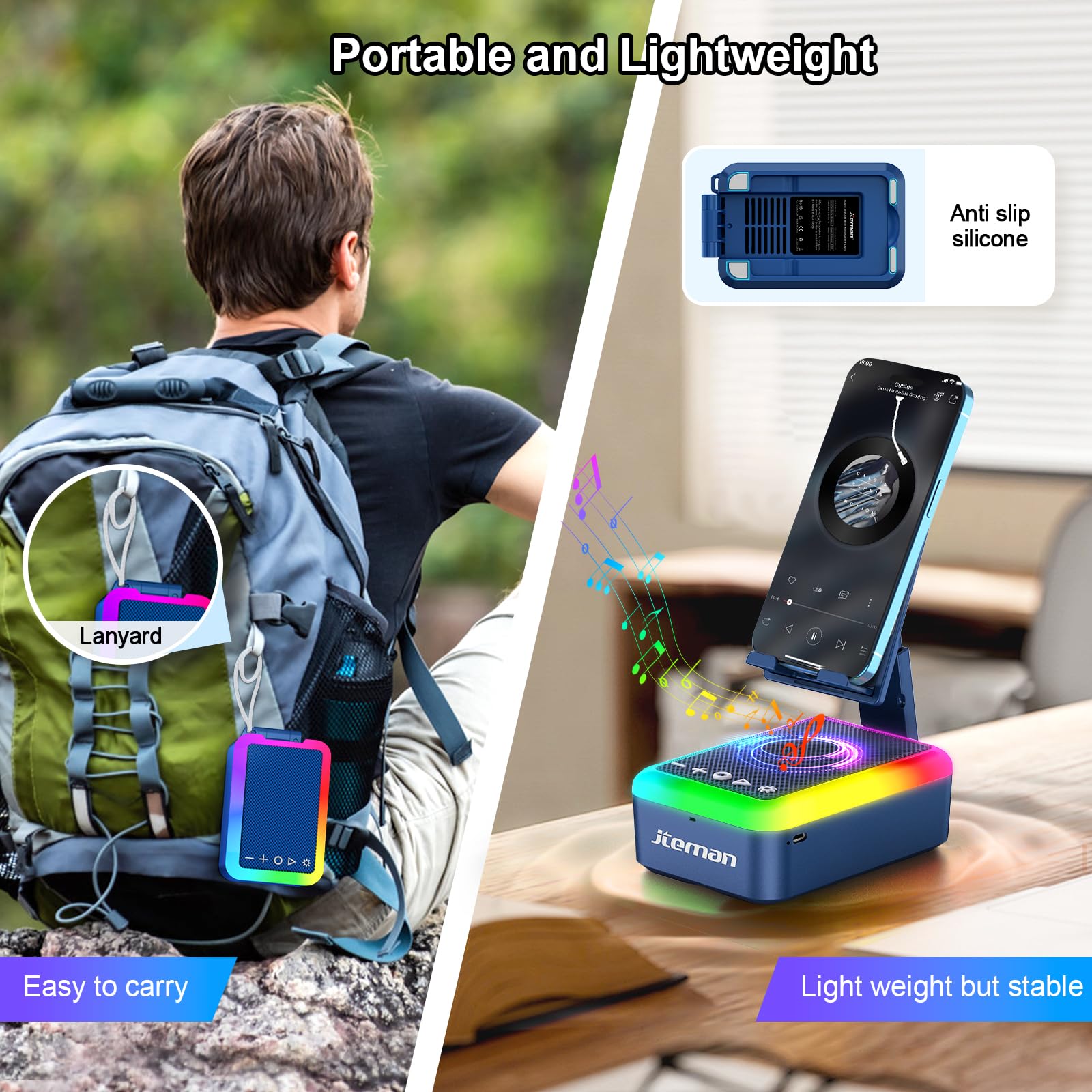 JTEMAN Gifts for Men Women Cell Phone Stand with Bluetooth Speake - JTEMAN Official Product View 5