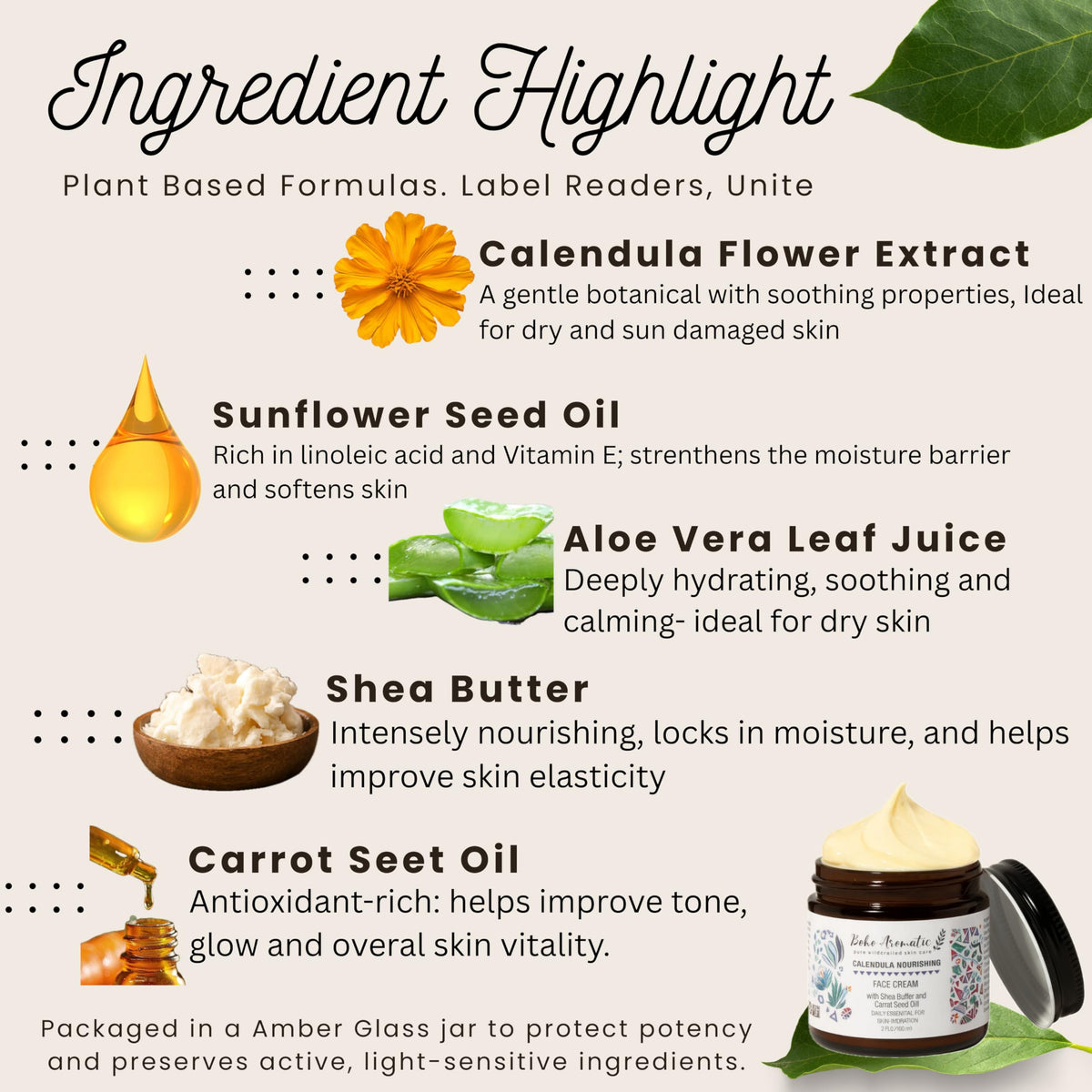 Calendula Nourishing Face Cream for Dry Skin Natural Organic - Boho Aromatic Official Imagery - 6