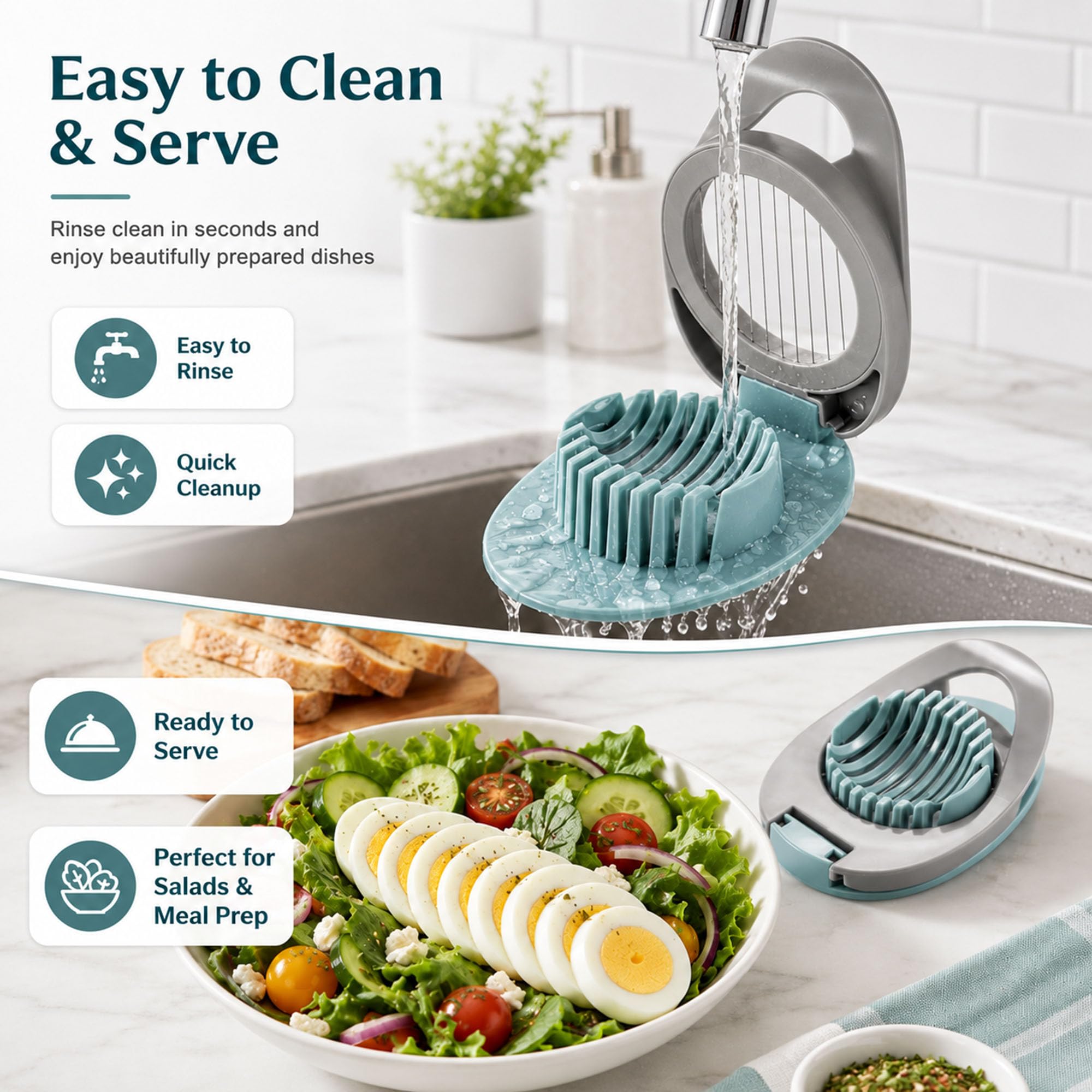 Ortarco Egg Slicer for Hard Boiled Eggs with Stainless Steel Wire - Ortarco Official Product View 4