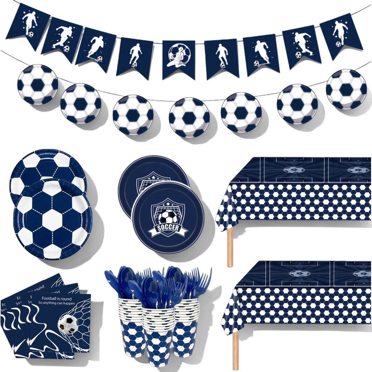 Soccer Plates and Napkins 171 Count Disposable Soccer Party - TechTrek Automotive Official Imagery - 1