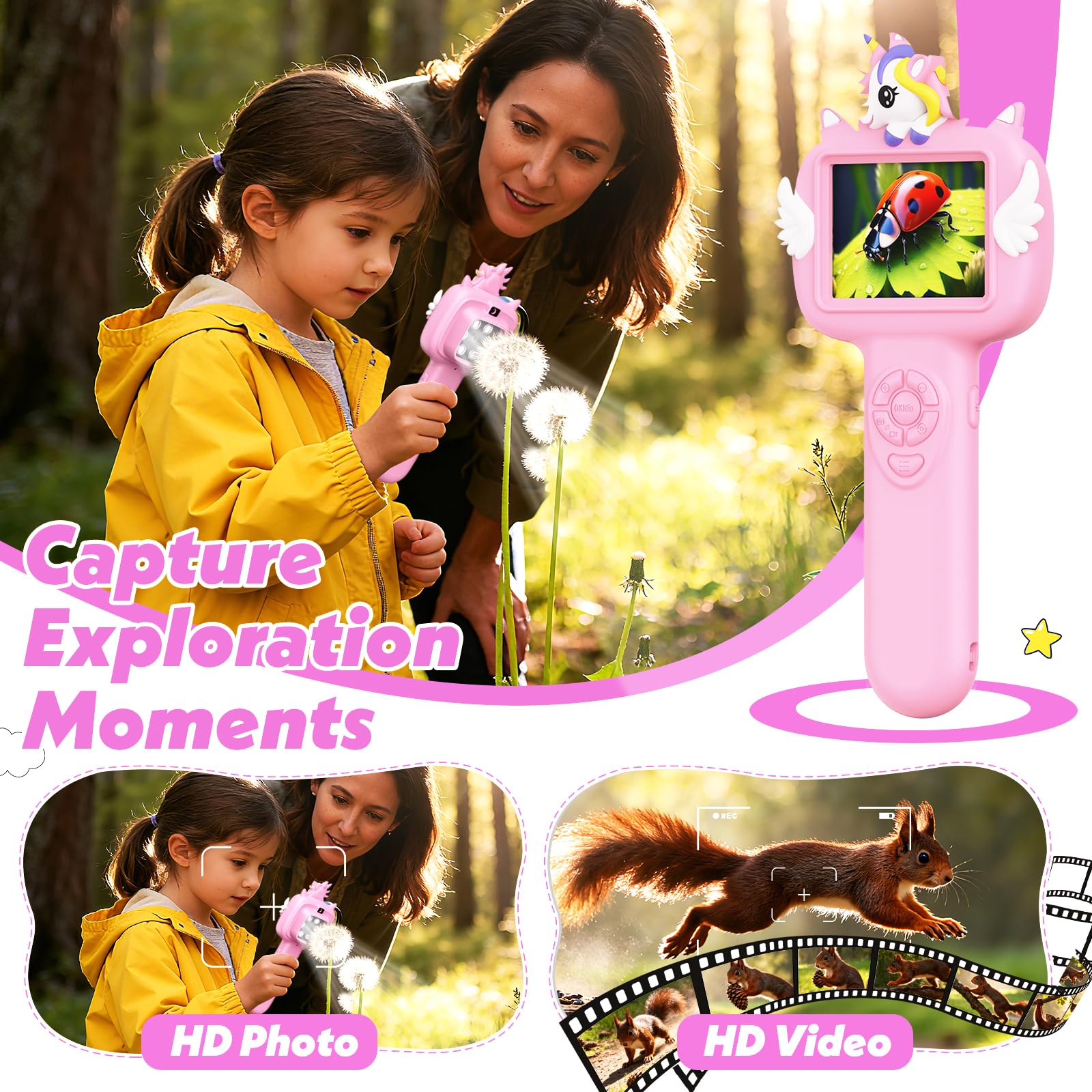 Wonovate Microscope for Kids Gifts Toys Science, Mini Handheld Digital - View 5