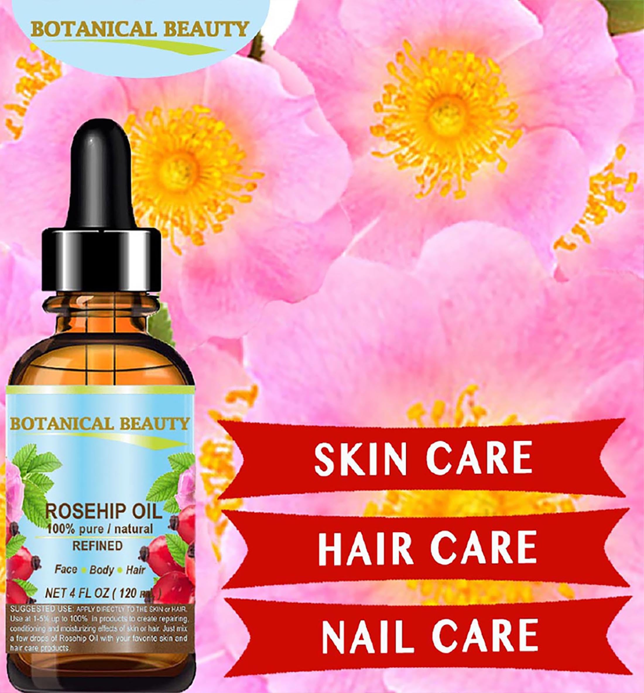 Botanical Beauty ROSEHIP SEED OIL 100% Pure Natural Refined - Botanical Beauty