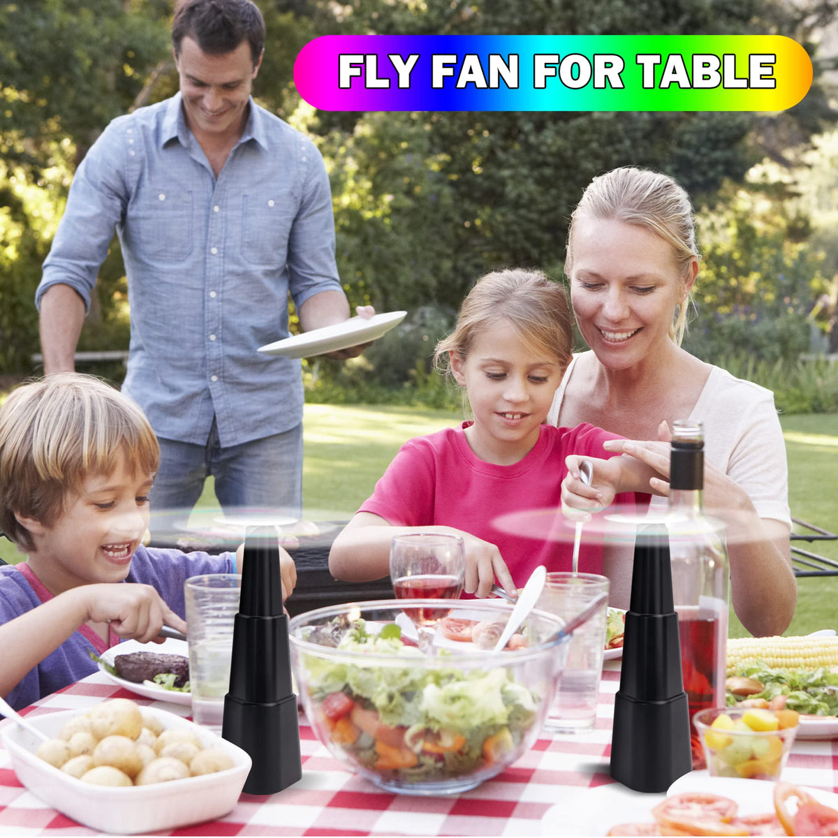 Fly Fans for Tables Food Indoor Outside 4 Pack Portable - KTDRJN Official Imagery - 3