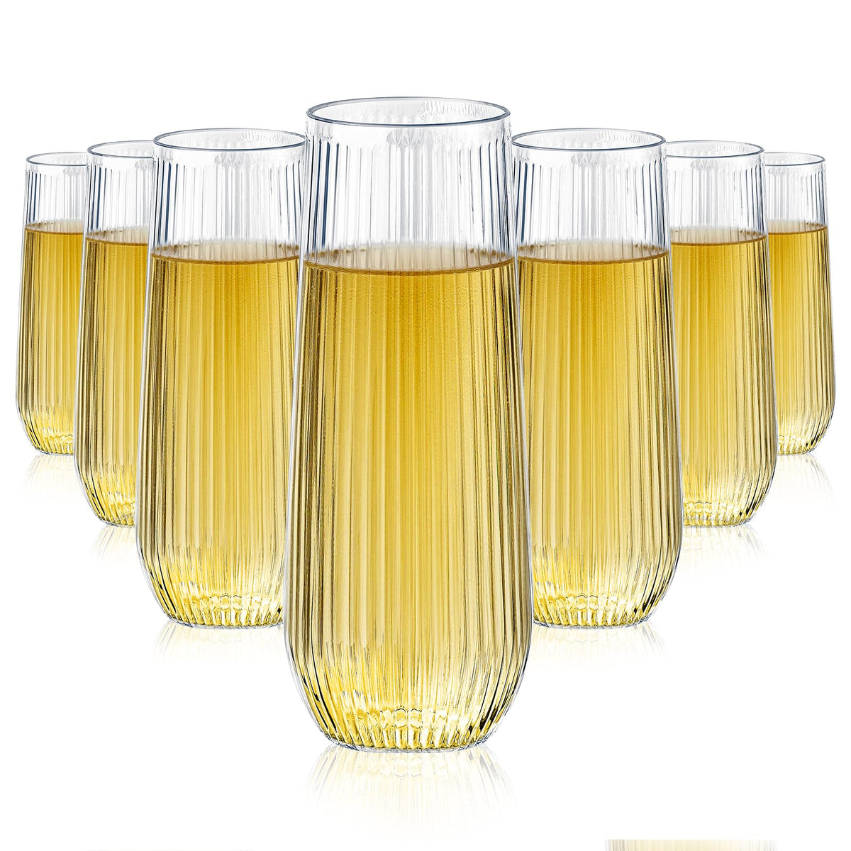48 Pack Ribbed Plastic Champagne Flutes 9 Oz Stemless - Lueumxc Official Imagery - 1