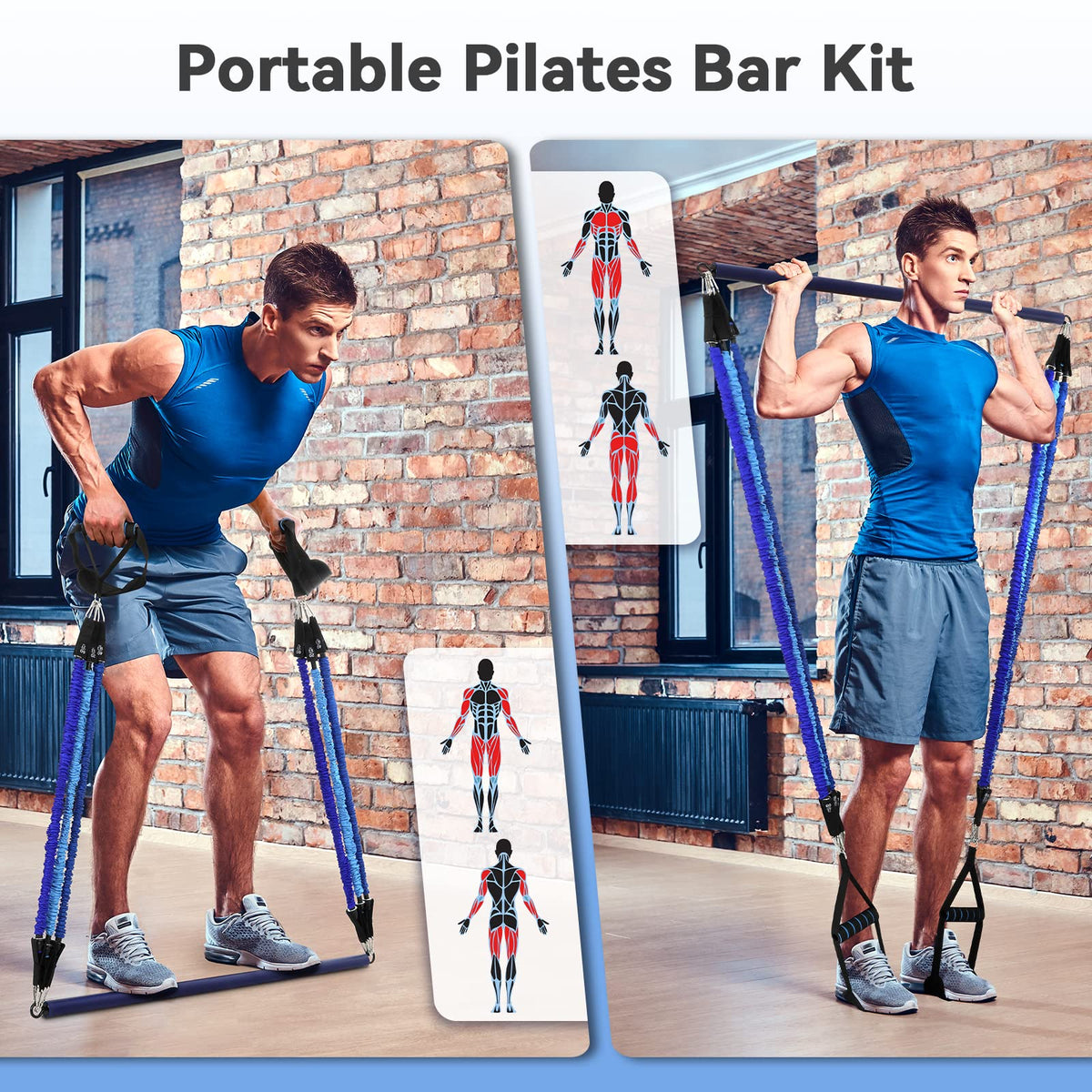 Hommie Portable Pilates Bar Kit with Resistance Bands for - Hommie Official Imagery - 5