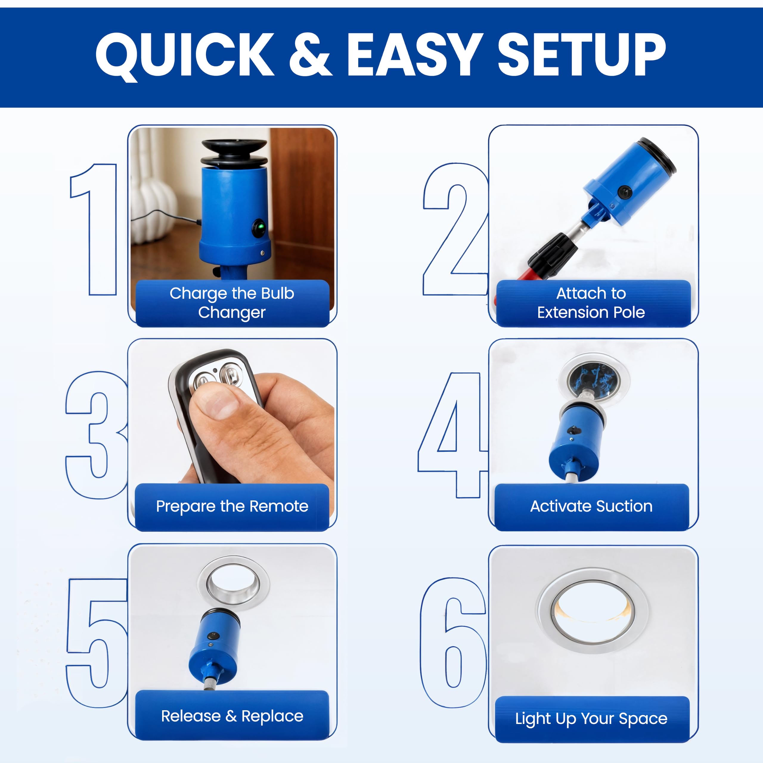 2ULES EZX Light Bulb Changer for High Ceilings, Patented Vacuum T - 2ULES Official Product View 6