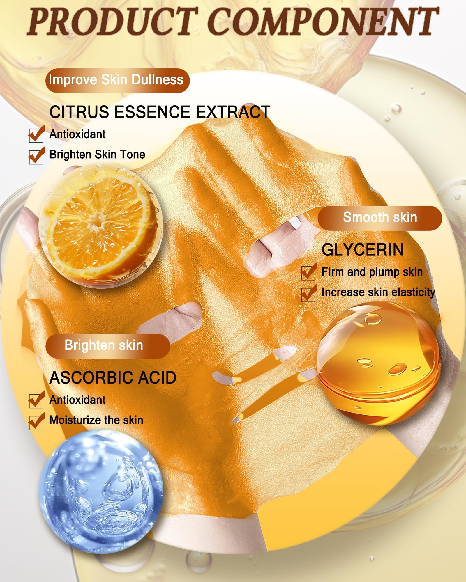 Face Mask Set-6Pcs VC Soft Facial Masks, Hydrating Facial Sheet - LYSdefeu