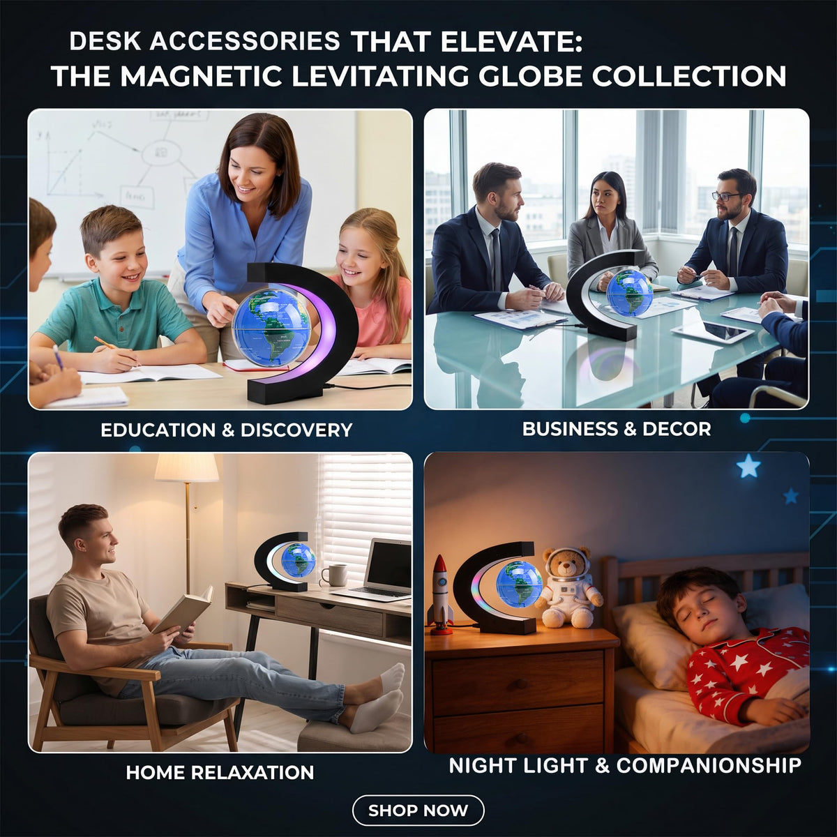 Magnetic Levitation Floating Rotating World Globe with LED - KAIMC Official Imagery - 6