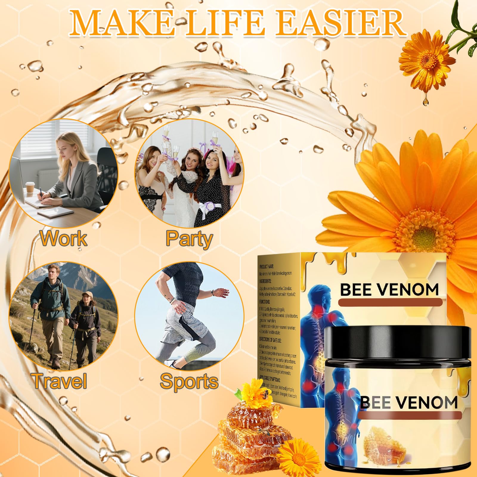 Elefair Bee Venom Joint & Bone Cream, natural fast-relief formula in a tube, designed for joint and muscle pain relief.