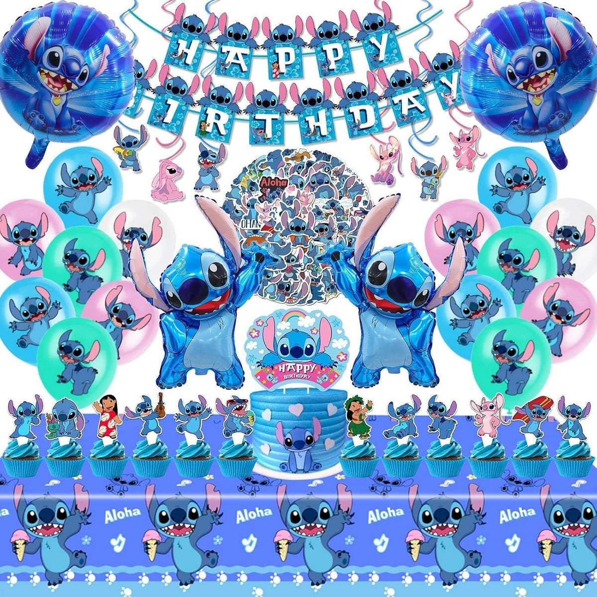 103PCS Stitch Party Supplies Birthday Decorations Set - Lilo and Stitch Official Imagery - 1