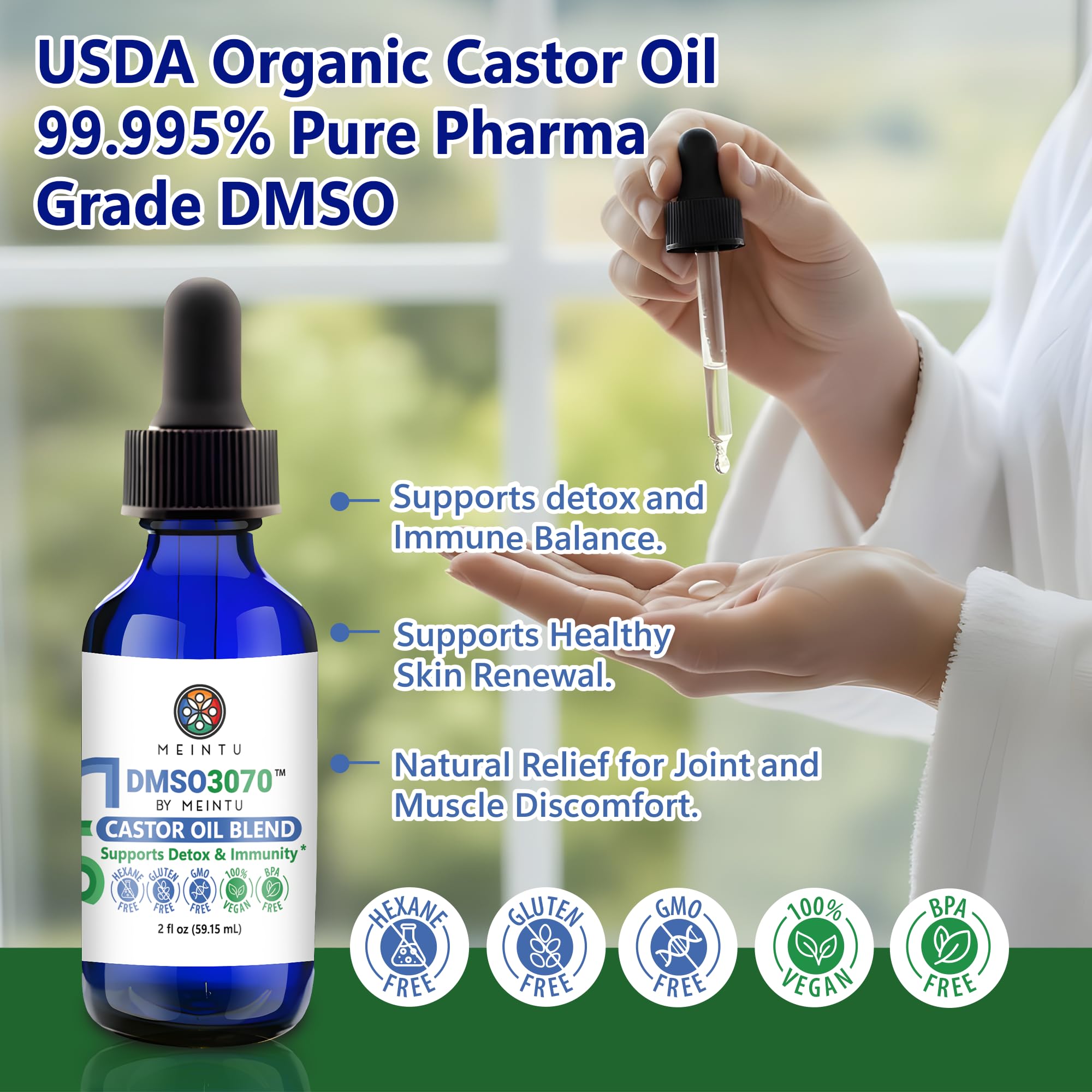 DMSO Castor Oil Pure Cold Pressed Organic Blend Supports - MEINTU Official Imagery - 4