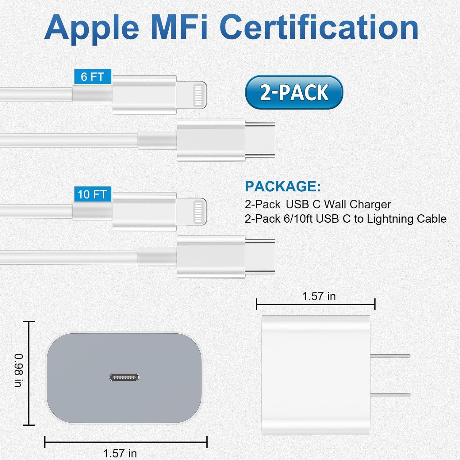 FEEL2NICE iPhone Charger Fast Charging, USB C Charger Block, 6FT - 10FT - FEEL2NICE Official Product View 7