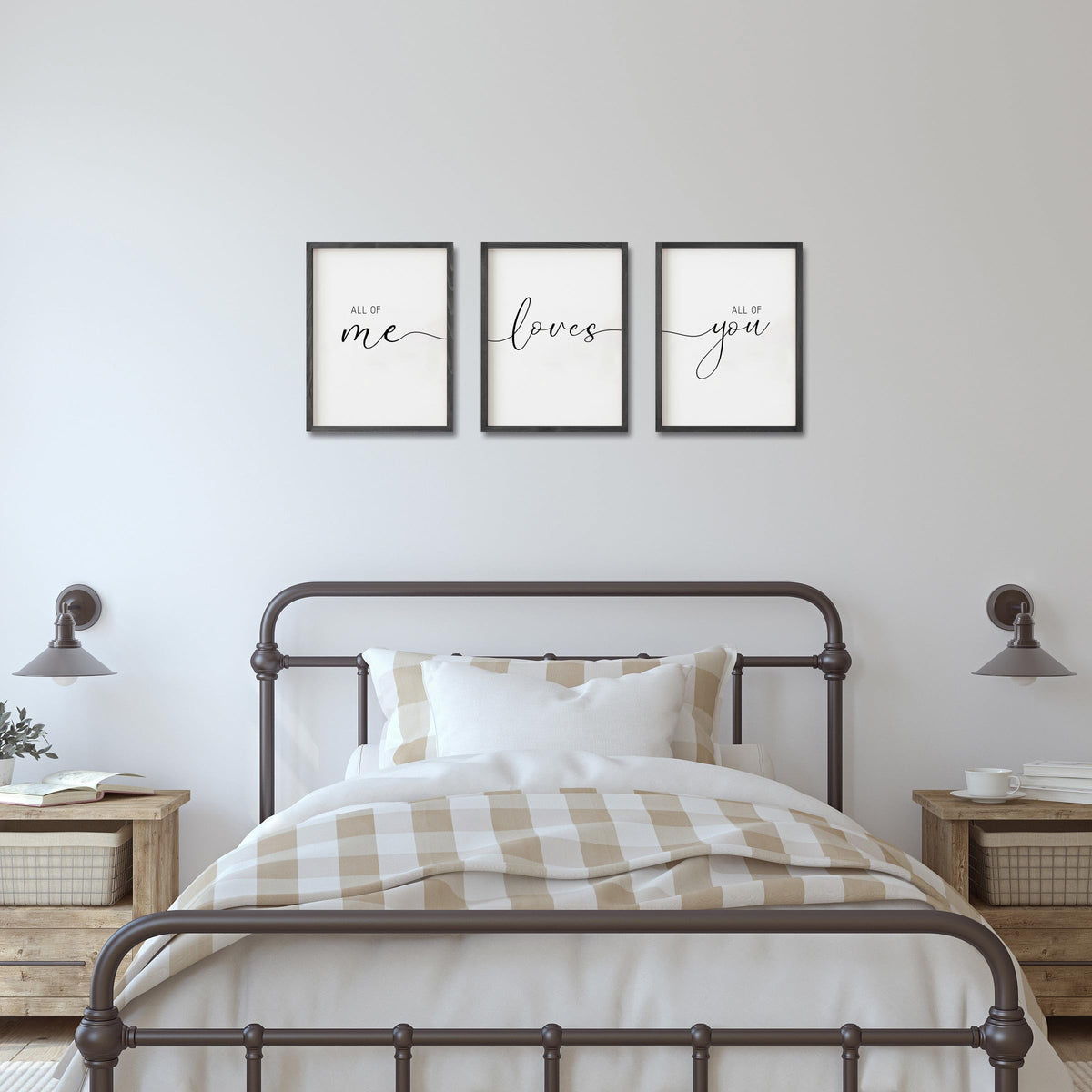 Set of 3 Framed Farmhouse All of Me Loves All of You Sign - Houmury Official Imagery - 4