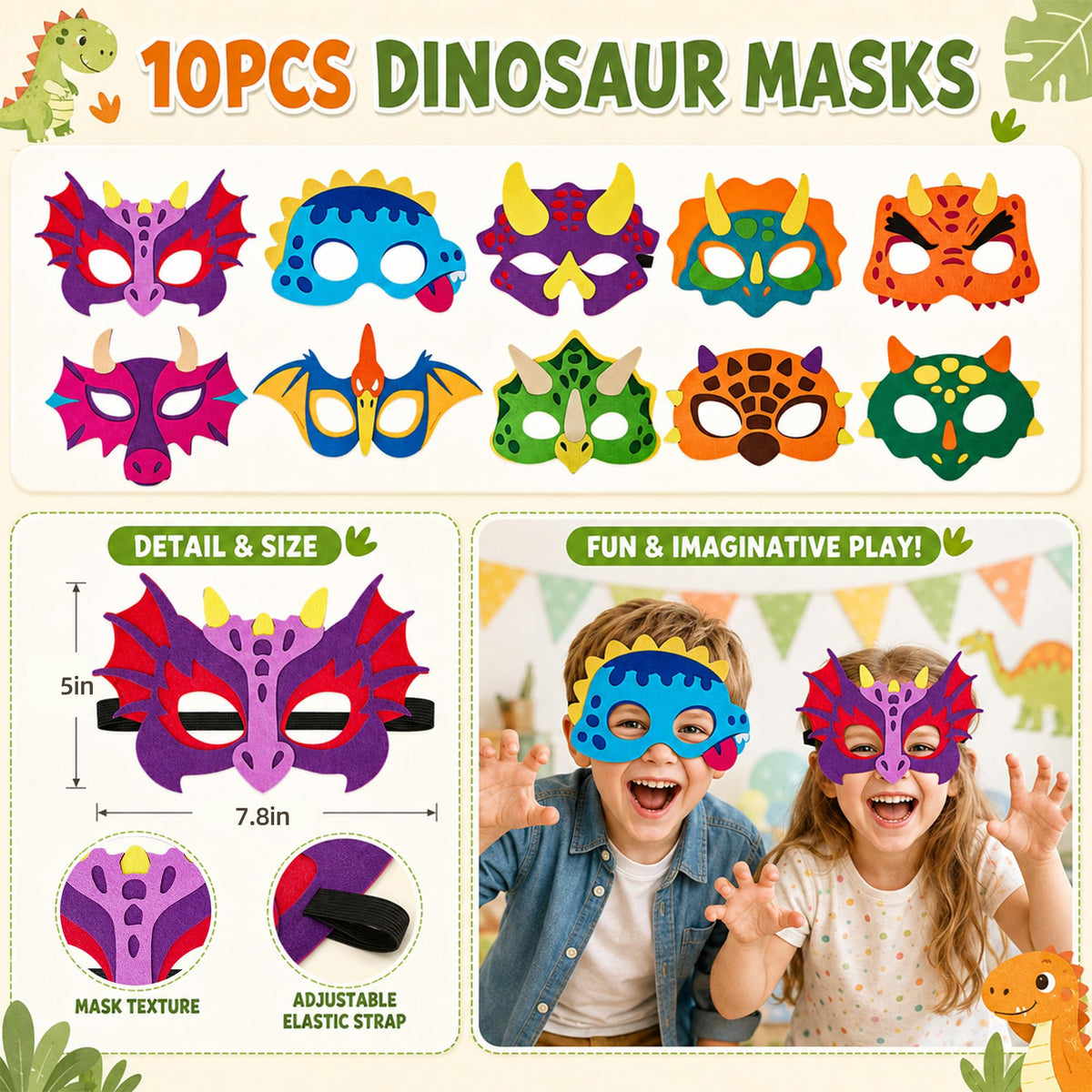 SNLN Dinosaur Party Favors for 10 Kids Dino Birthday Goodie - SNLN Official Imagery - 6