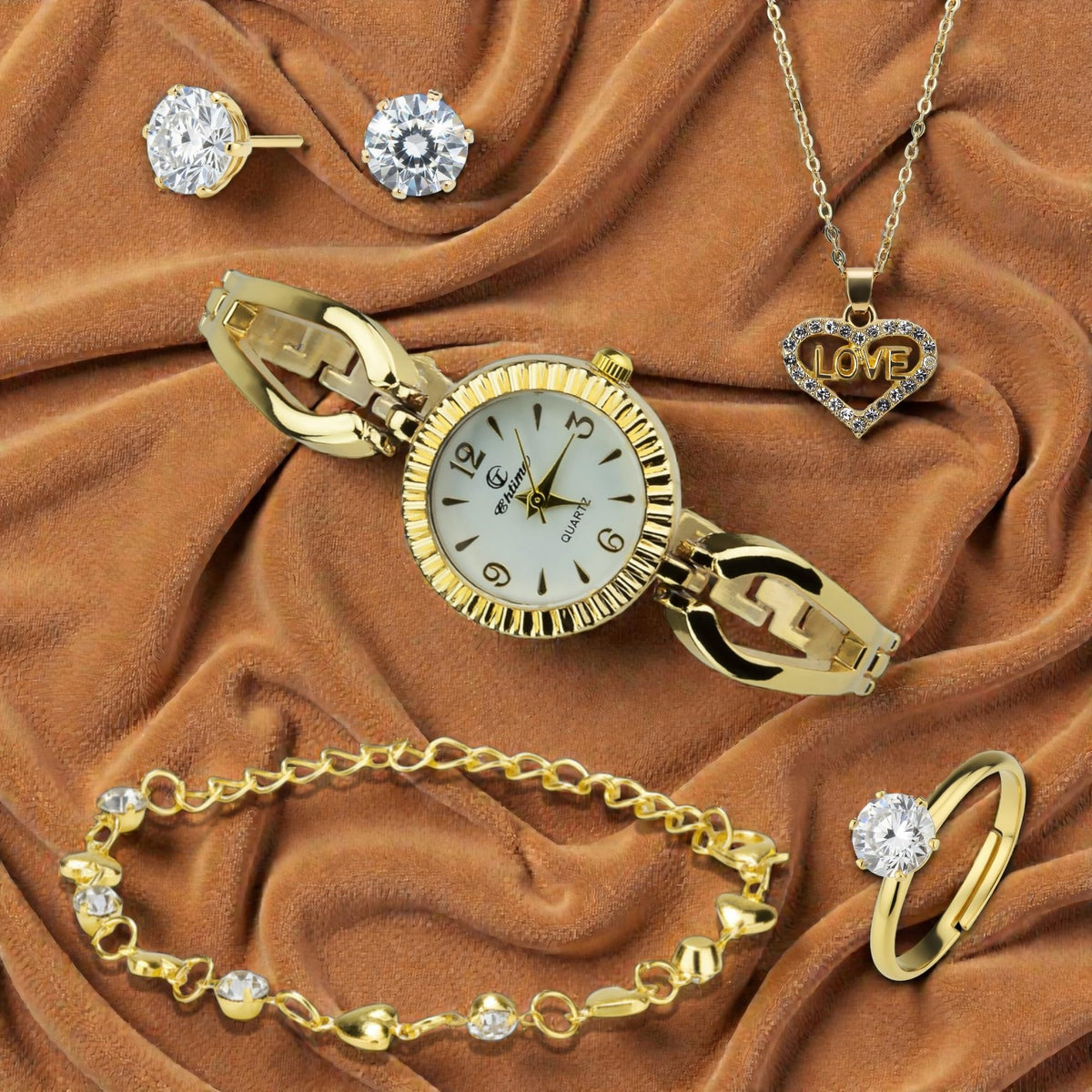 Gift Set Women s Watch White jewelry Set Necklace Ring - BELLOS Official Imagery - 6