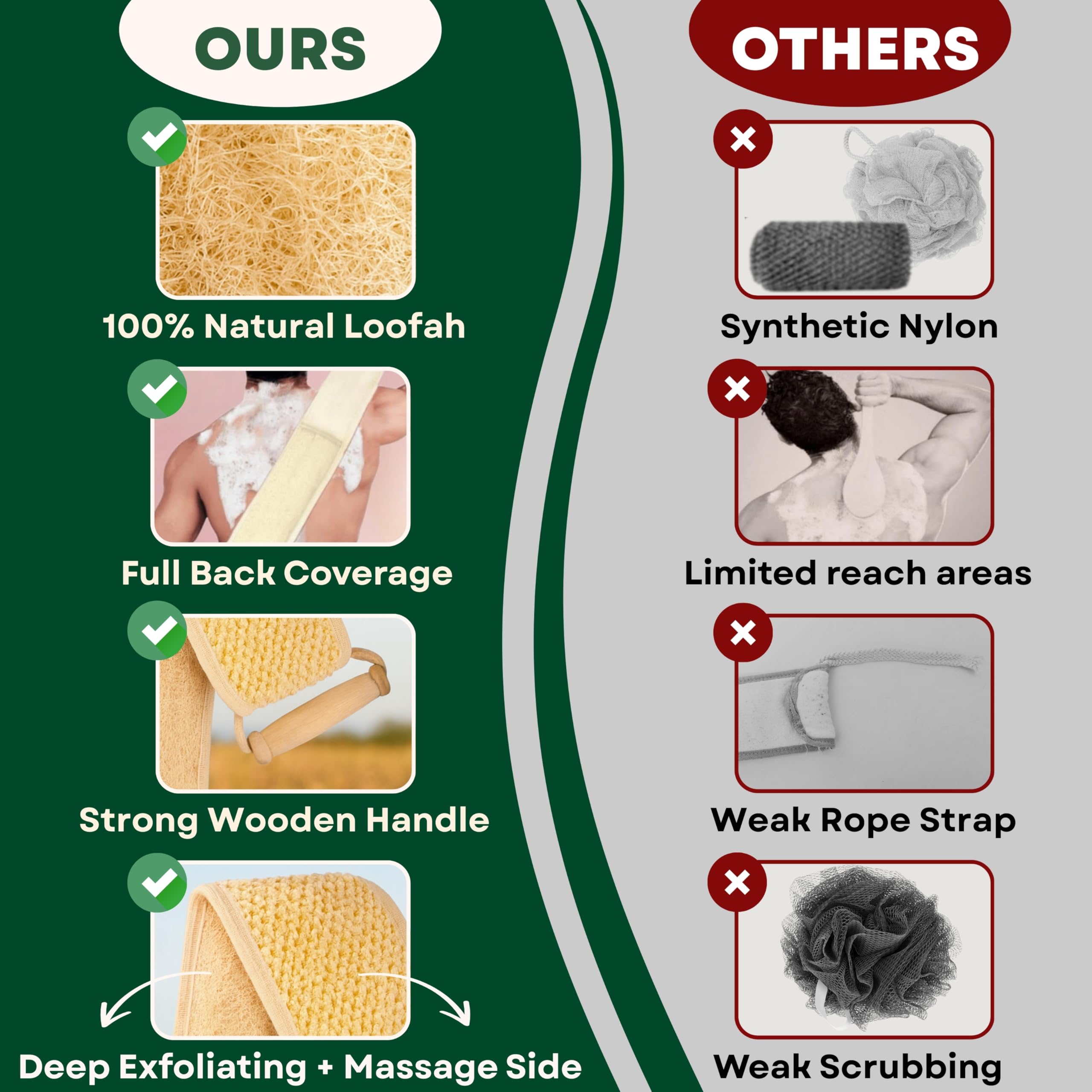 NAGUIBS Premium Egyptian 100% Natural loofah with Handle Back Scrubber for - NAGUIBS Official Product View 6