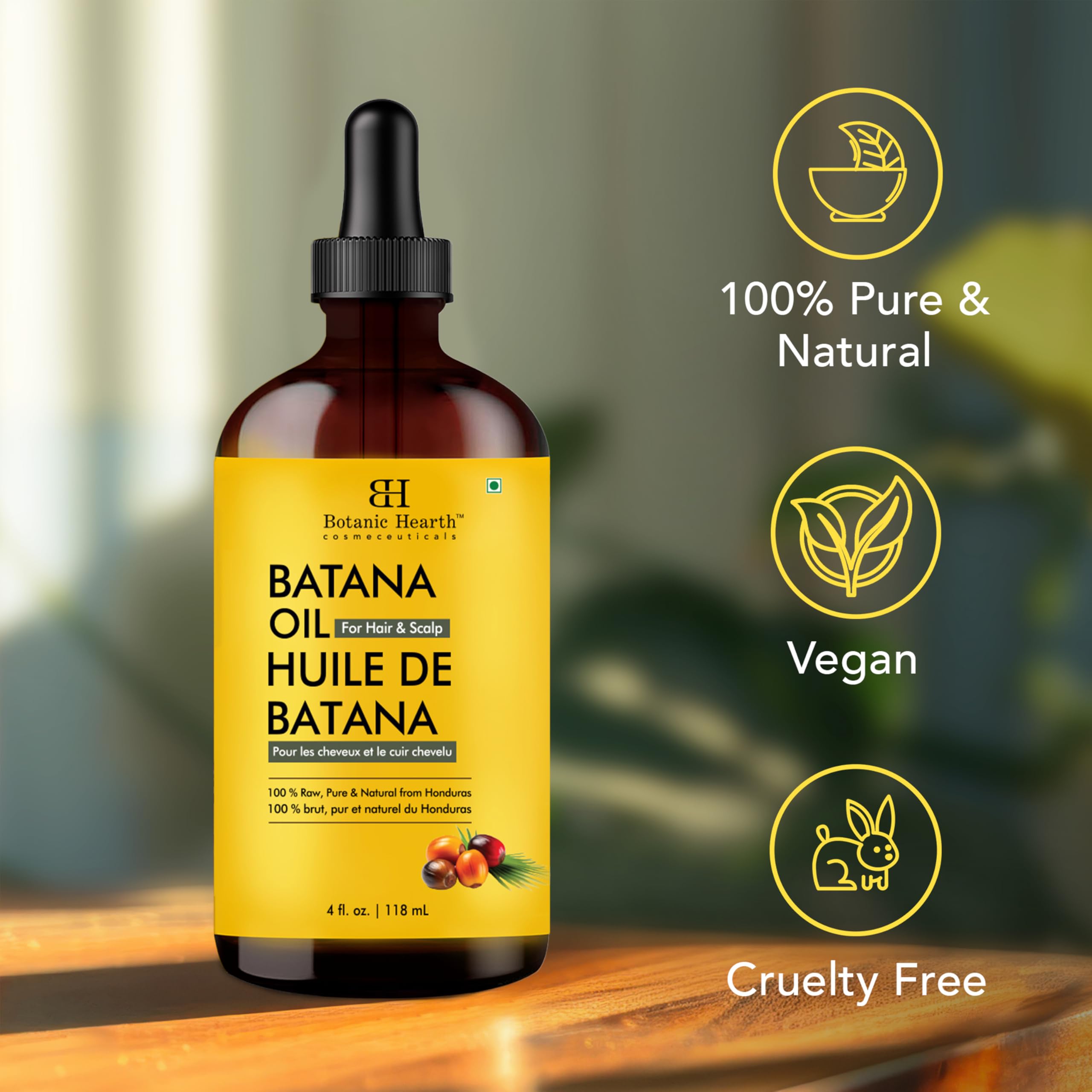 Botanic Hearth Batana Oil for Hair Growth & Hair Treatment, 4 Fl oz - Botanic Hearth Official Product View 4
