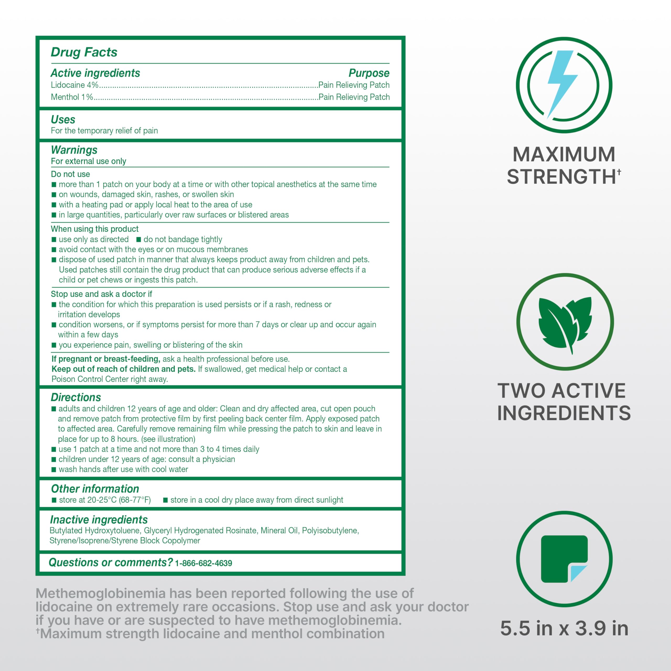 Biofreeze Ultraflex Plus Maximum Strength 4% Lidocaine Patches with Menthol, Flexible Pain Relief Patch for Lower Back, Lidocaine Patch for Neck, Knee, Shoulder, 4 Large Pain Patches
