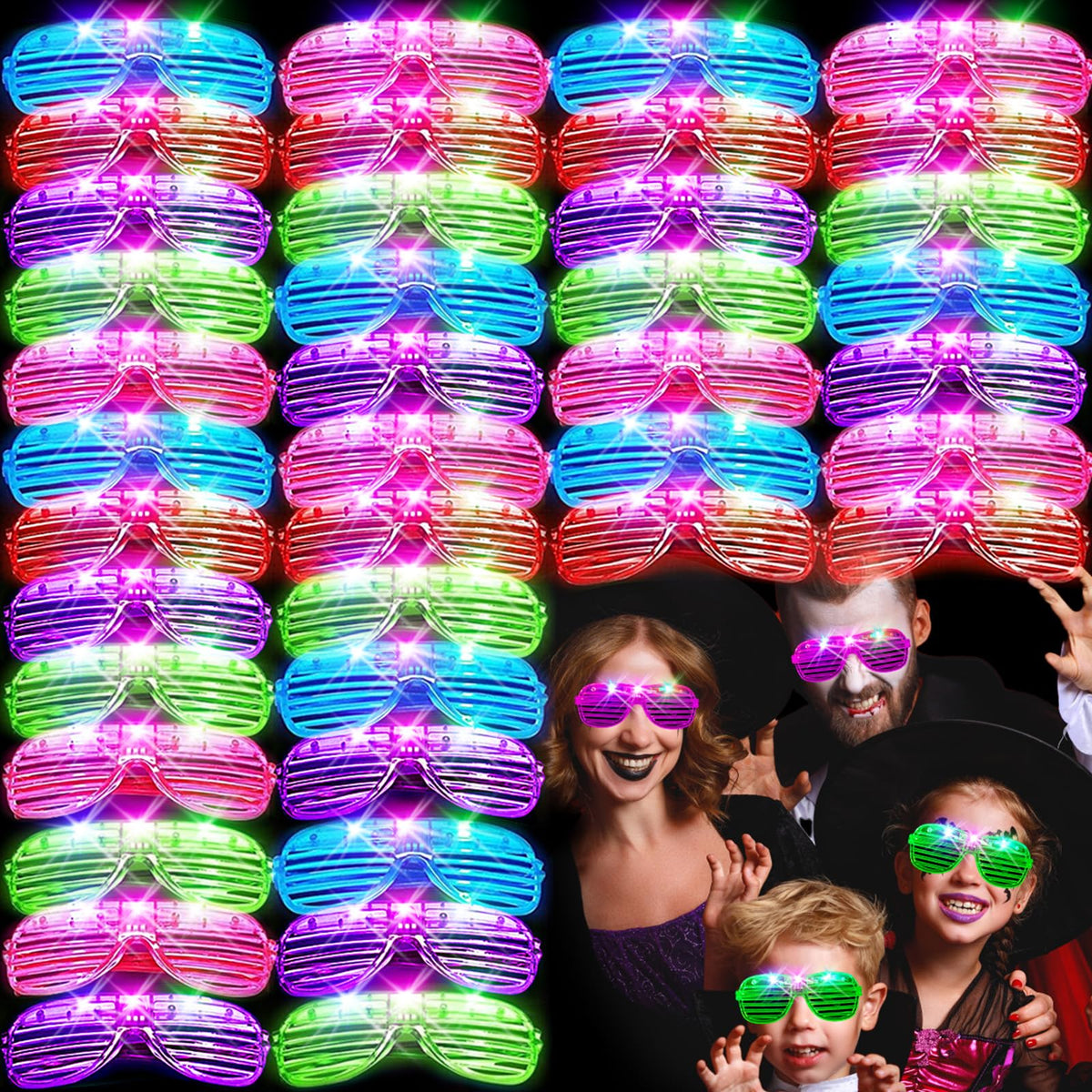 46 Pack Light Up Glasses Glow in the Dark Party Favors 5 - SHQDD Official Imagery - 1