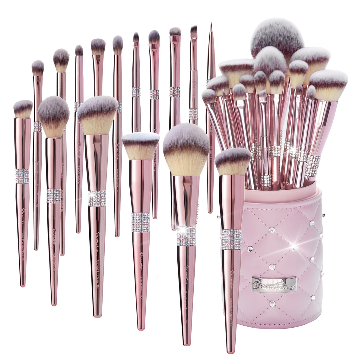 16Pcs Professional Makeup Brushes Set with Elegant Holder - Bueart Design Official Imagery - 2