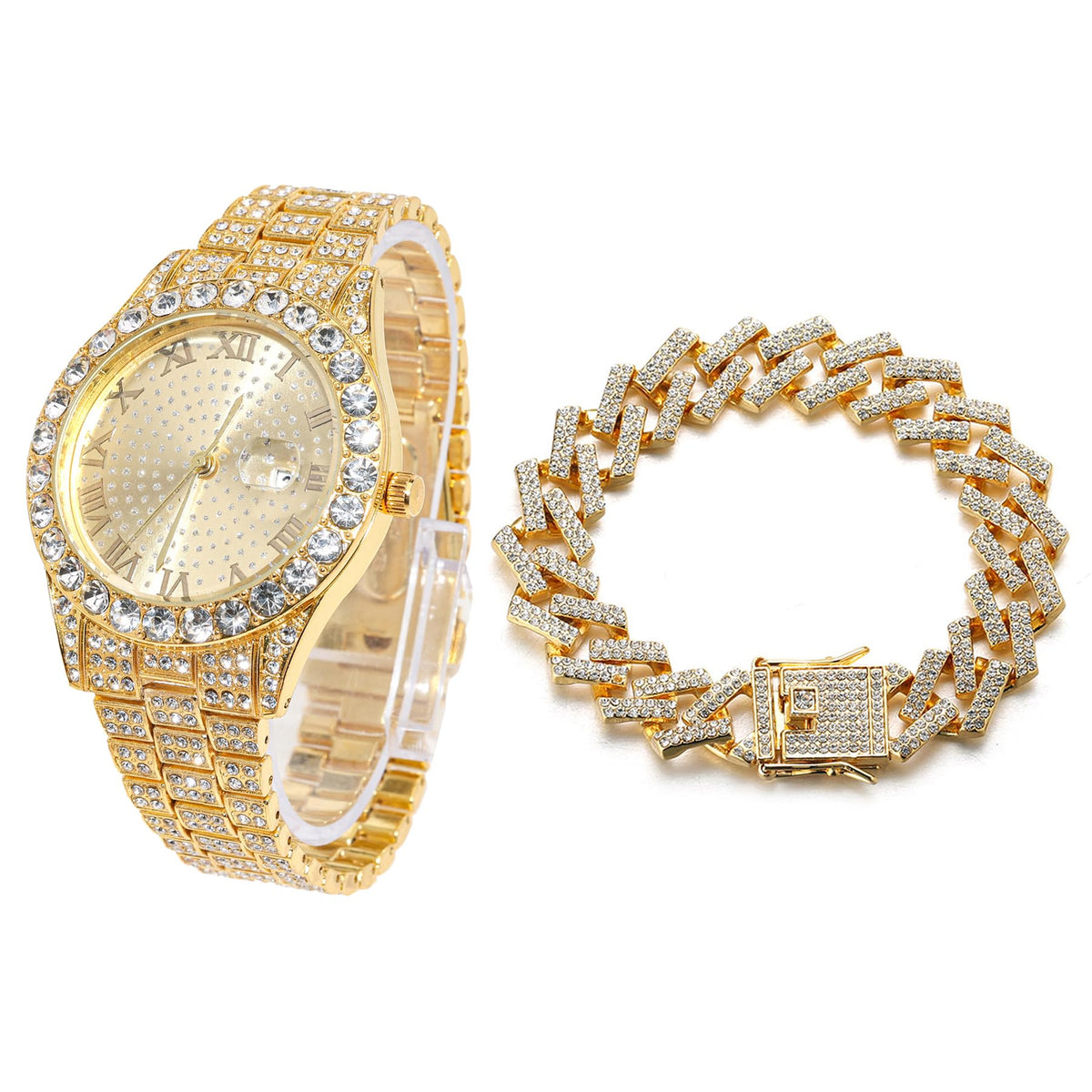 Round Dial Diamonds Gold Watch Iced Out Men s 18k Real Gold - Halukakah Official Imagery - 2