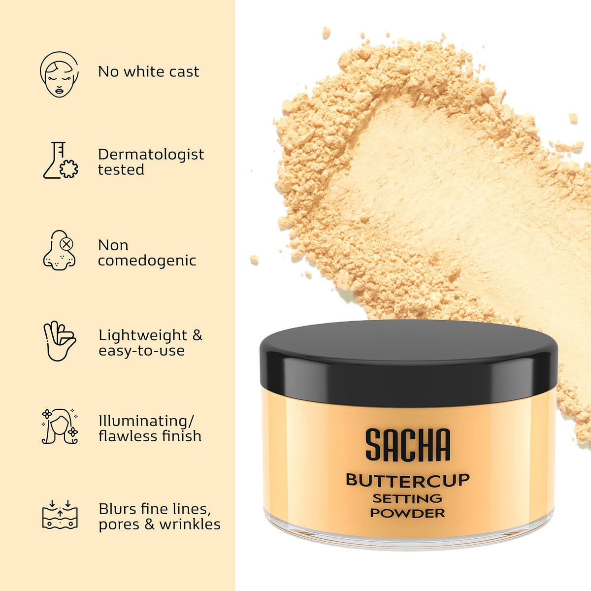 Sacha Buttercup Setting Powder Medium to Deep Skin Tones - Sacha Cosmetics Official Imagery - 6