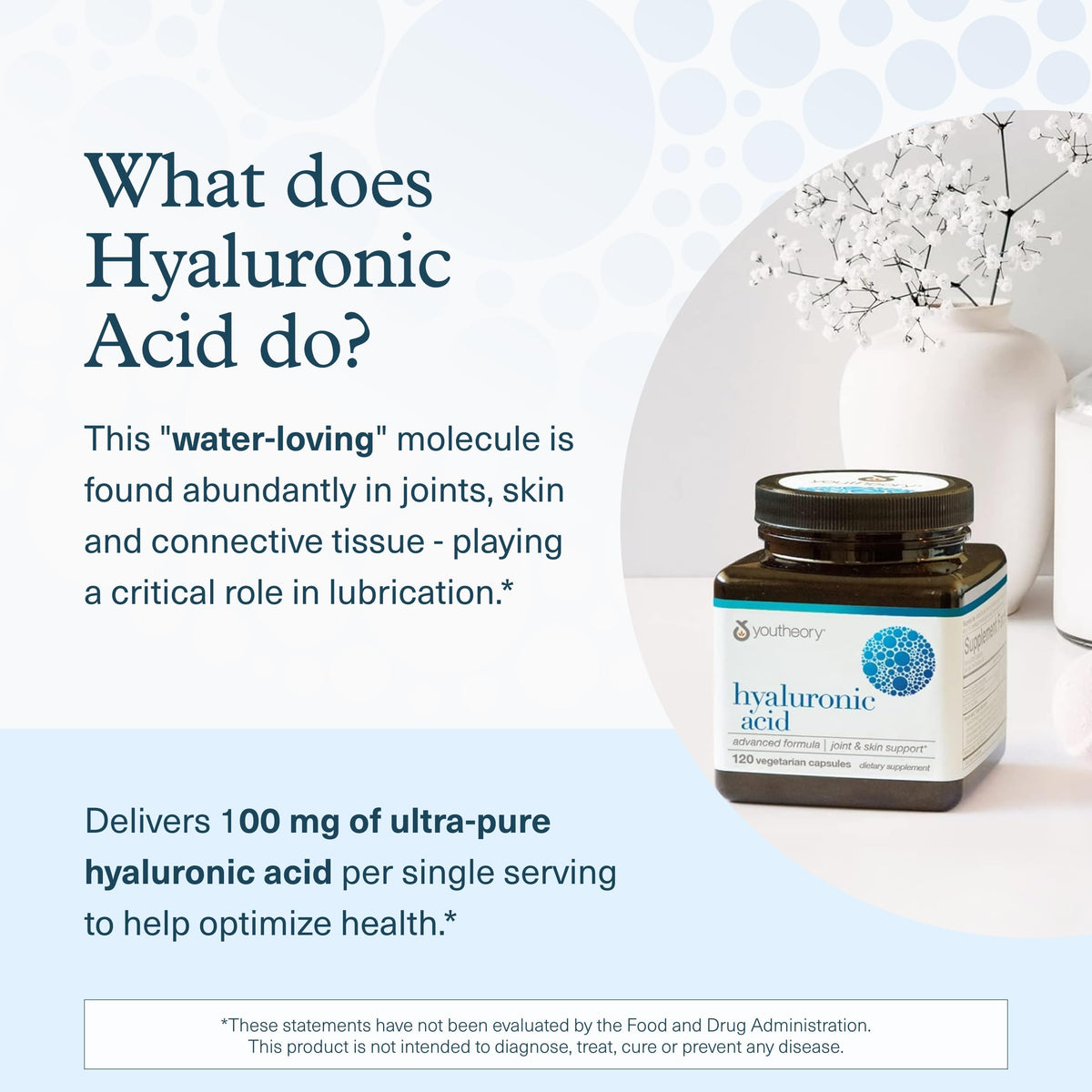 Youtheory Hyaluronic Acid Advanced Formula 120 Vegetarian - Youtheory Official Imagery - 6
