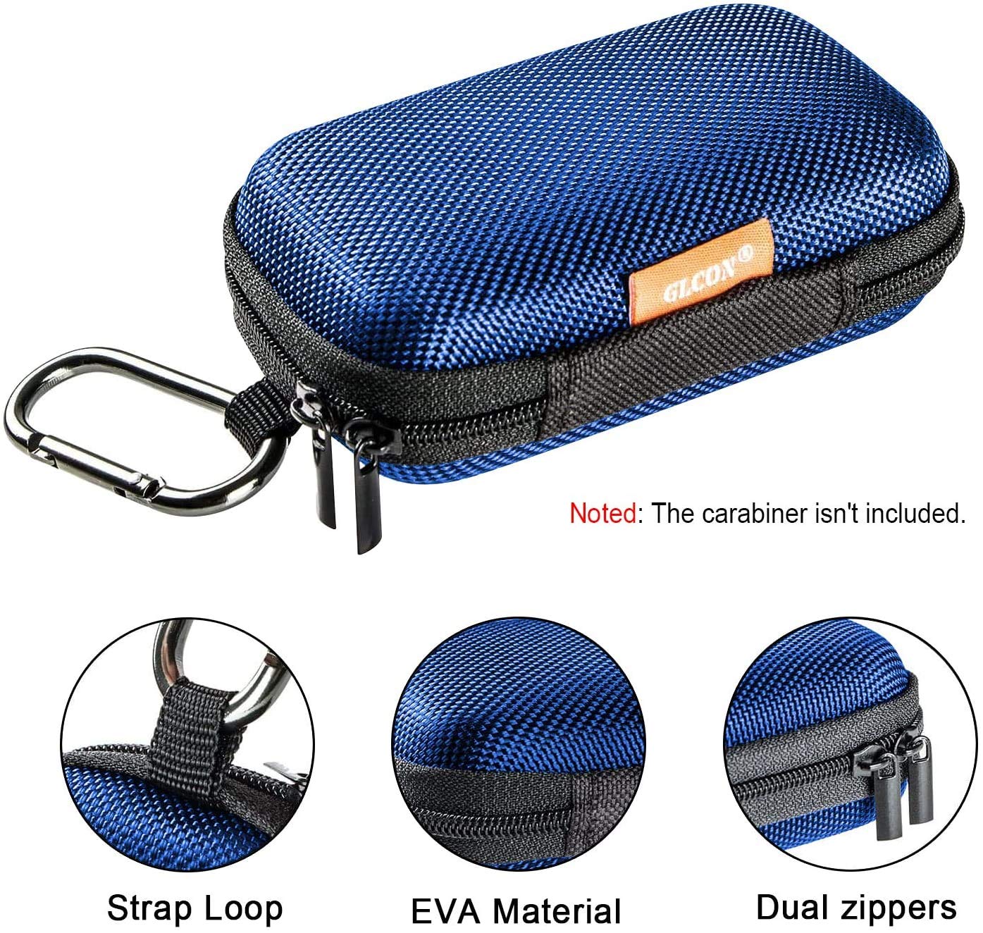 GLCON Blue Rectangle Small EVA Case, Lightweight Hard Shell Zipper Pouch - GLCON Official Product View 2