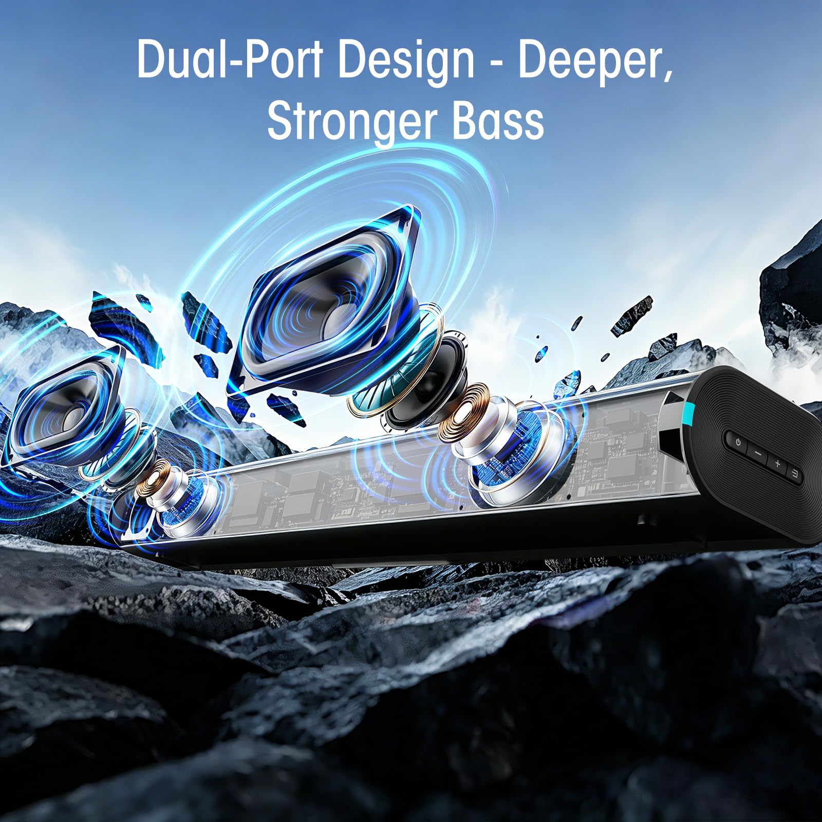 BYL BESTISAN Sound Bar with Enhanced Bass–Dual Larger Woofer & Du by BYL - Angle View 4