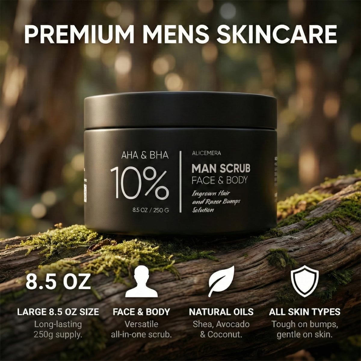Men s Ingrown Hair Scrub Face Scrub AHA BHA Walnut Shell - Alicemera Official Imagery - 7