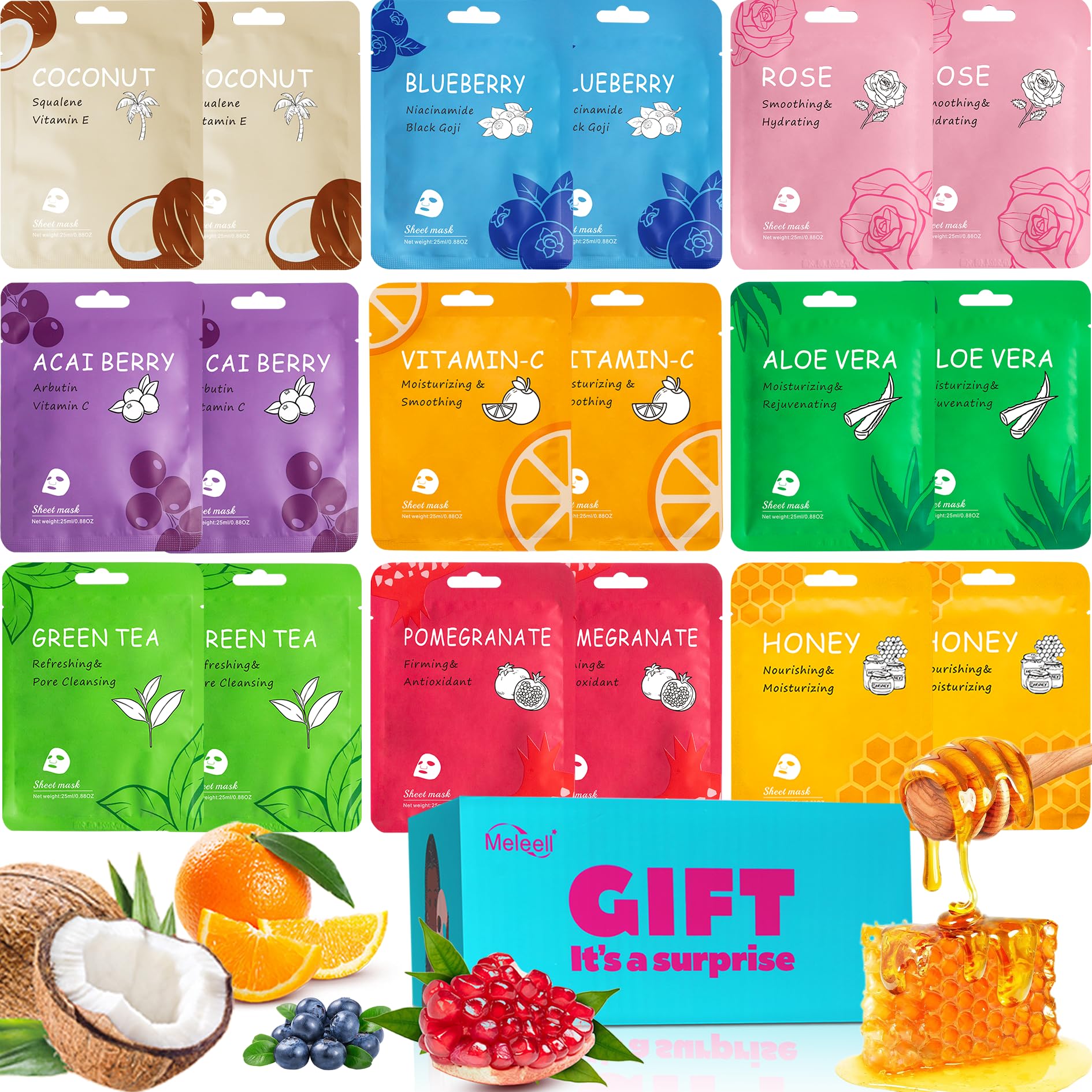 Face Mask Skin Care， Nourishing Spa Facial Masks for Girls Women - Meleell