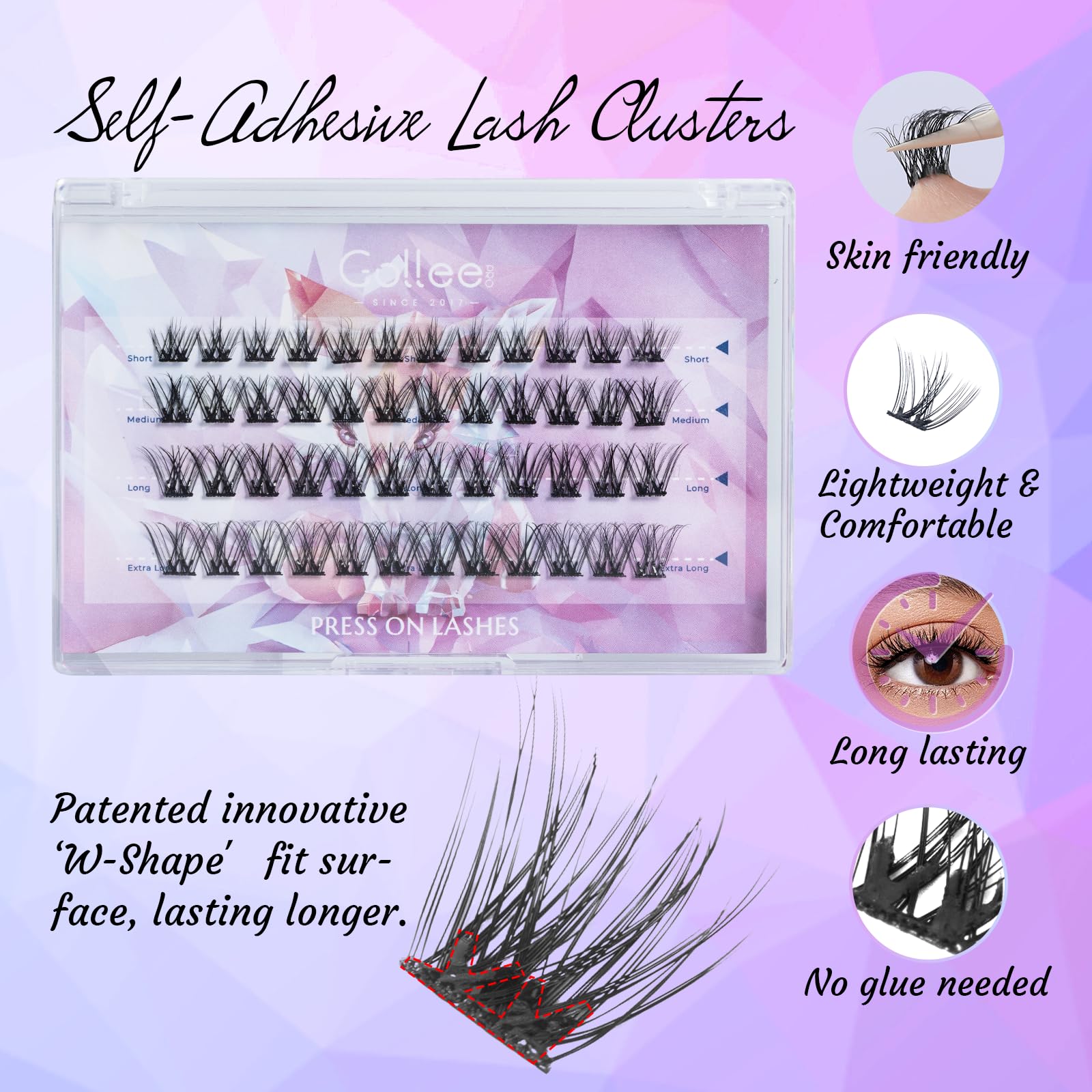 GOLLEE Self Adhesive Eyelashes 10-16mm | No Glue Needed Pre-Glued Lash - View 4