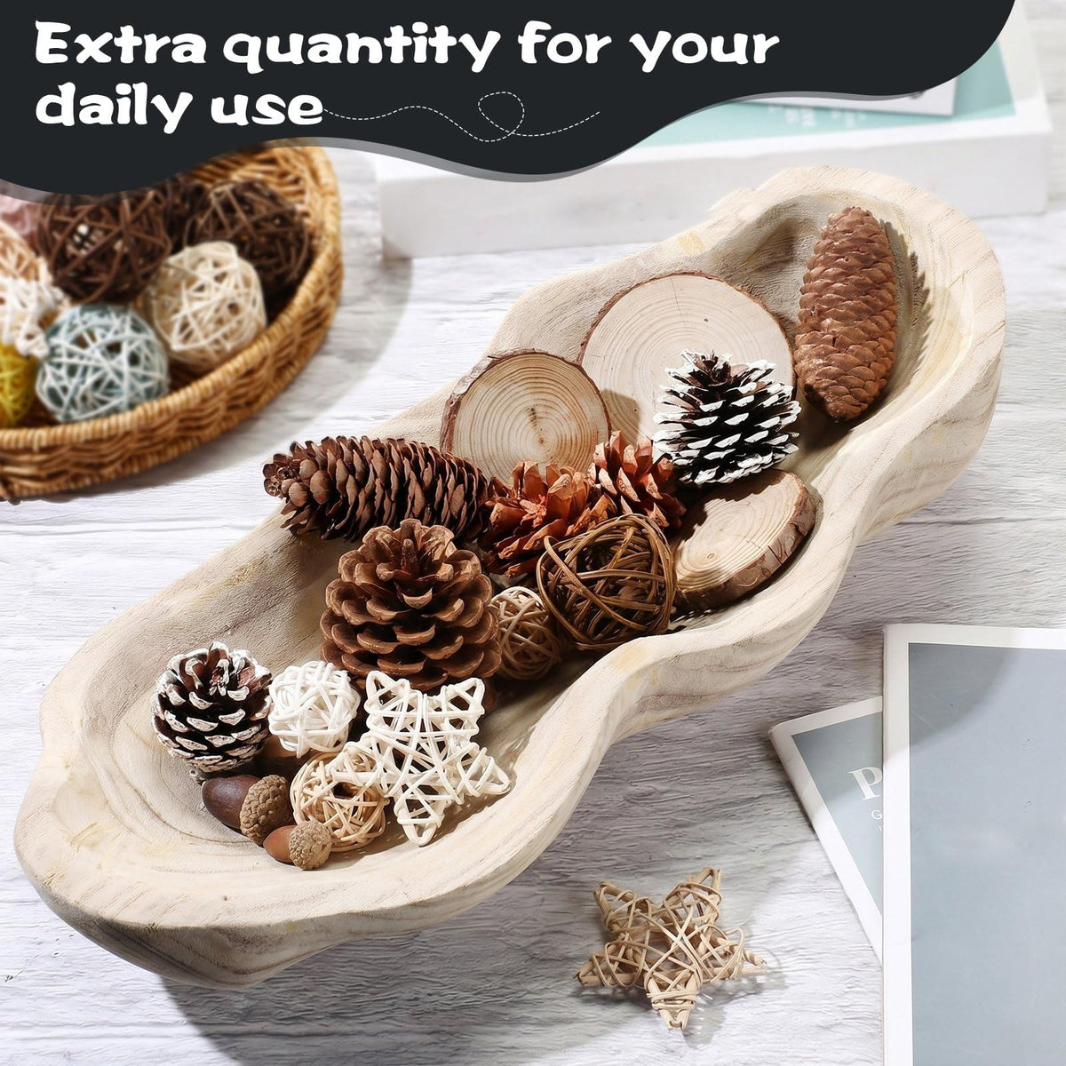 Nuogo 16 Inch Wooden Wavy Edge Dough Bowl Supplies Light - Nuogo Official Imagery - 5
