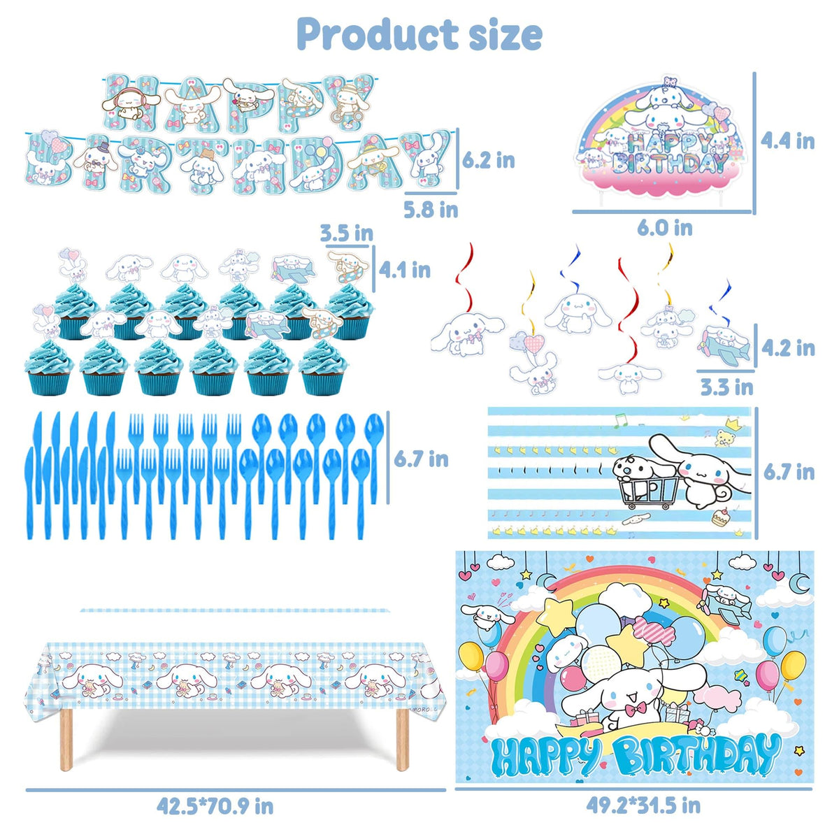 202 PCS Cute Cartoon Birthday Party Supplies for Theme Party - MLEDUY Official Imagery - 3