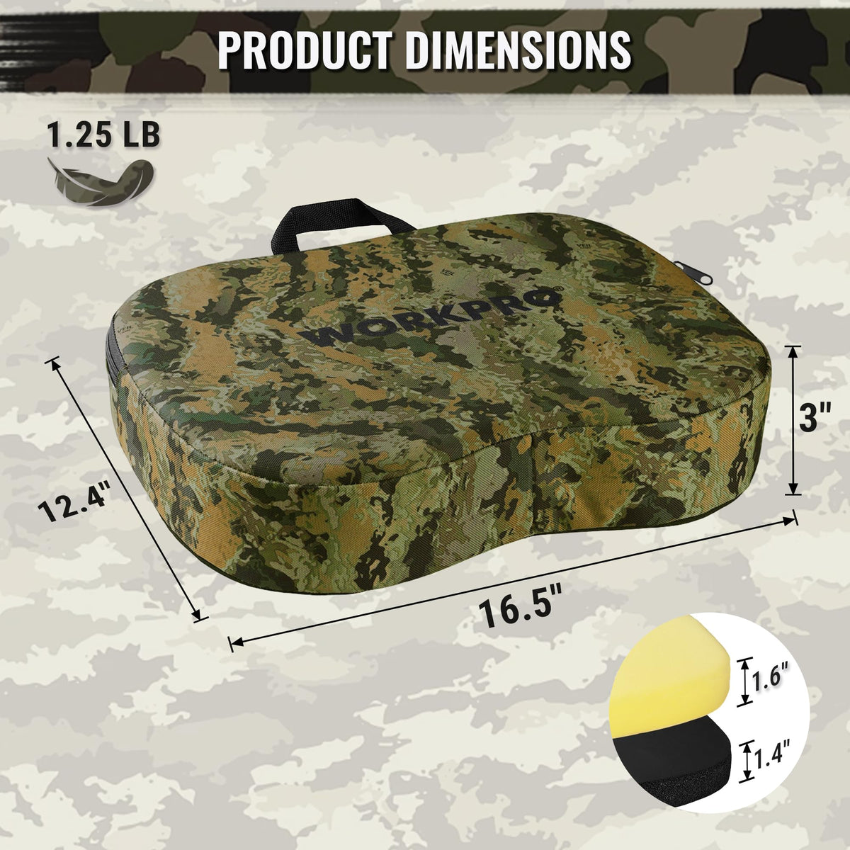 WORKPRO Hunting Seat Cushion Outdoor Seat Pad Camouflage - WORKPRO Official Imagery - 3